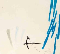 Radierung „Arc Blau“, abstrakter Stil, signiert, Auflage 42/75, 1972