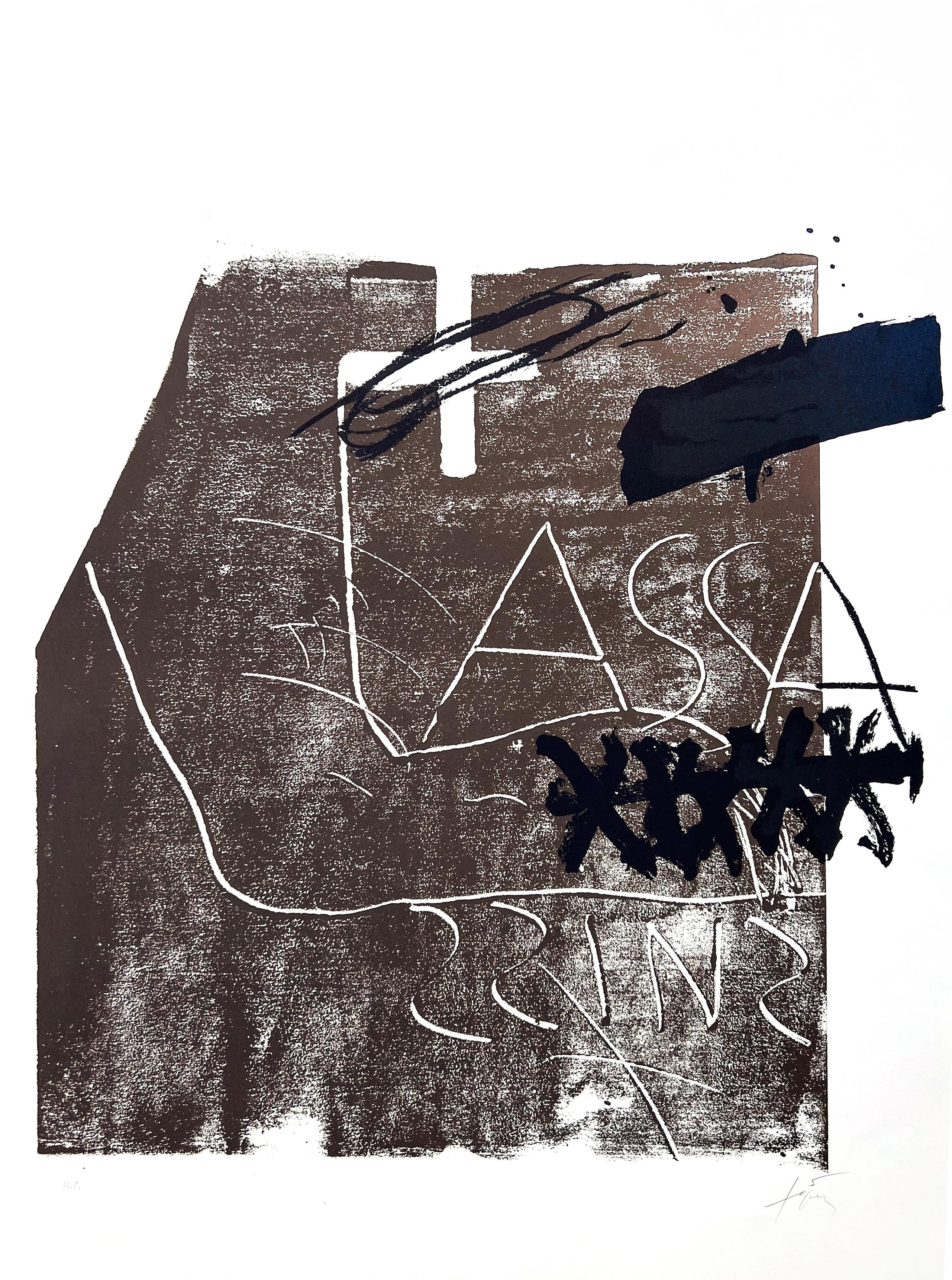 Antoni Tàpies Abstract Print – Meuchelmörder - Lithographie von Antoni Tapiès - 1974