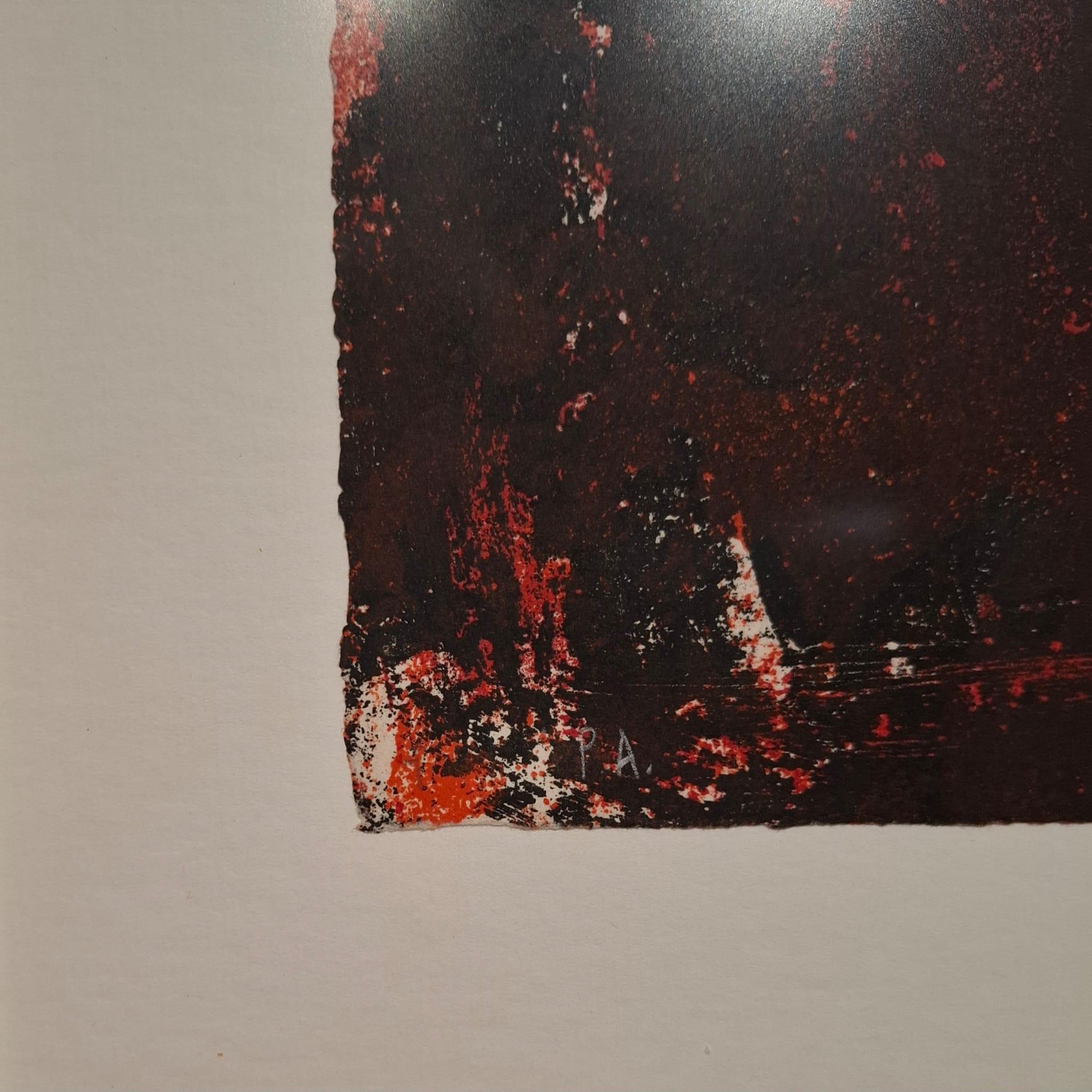Cercle Rouge - Brown Abstract Print by Antoni Tàpies