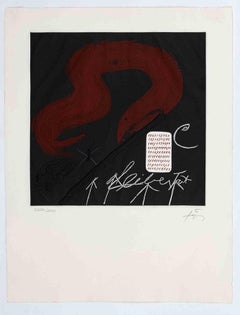 Cinta Roja - Original-Radierung von Antoni Tapies - 1979