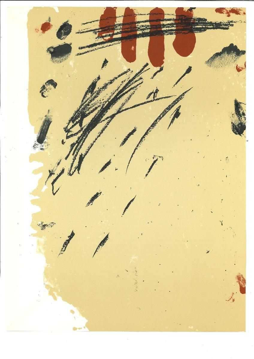 Die Komposition ist eine Original-Lithographie von Antoni Tapies für das Kunstmagazin "Derrière Le Mioir" Nr. 175 aus dem Jahr 1968.

Gedruckt bei Ateliers de Maeght, Paris, 1968.

Guter Zustand bis auf eine leichte Vergilbung des Papiers.