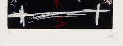Double Croix Dark Tapies Cross Numbers Red Black White Abstract Contemporary