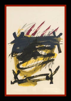 Tapies  Black  Red  Yellow  Vertical 1974 original lithography painting