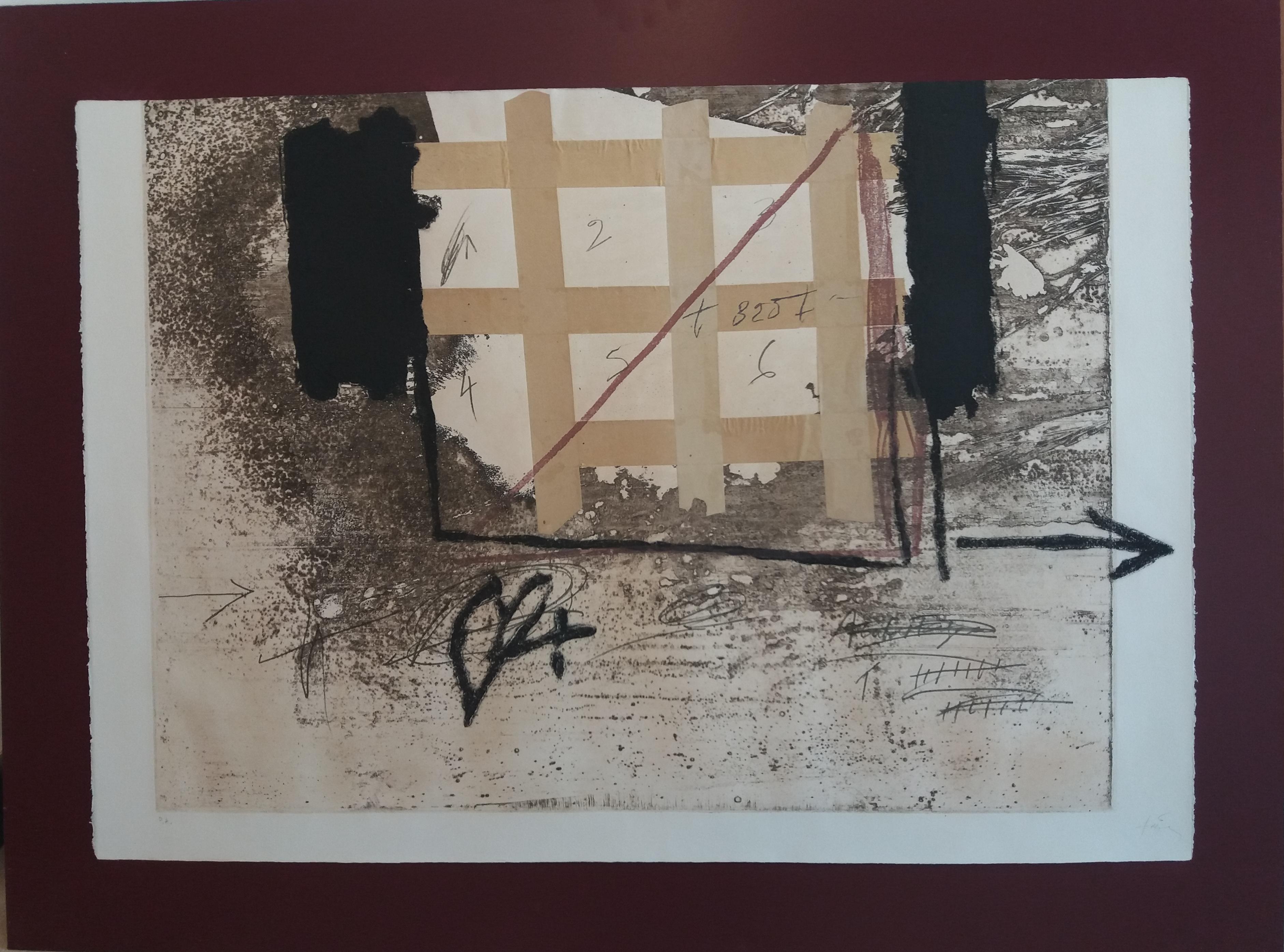  Tapies  Engraved With Plastic Collage and Polychrome stamping abstract  For Sale 1