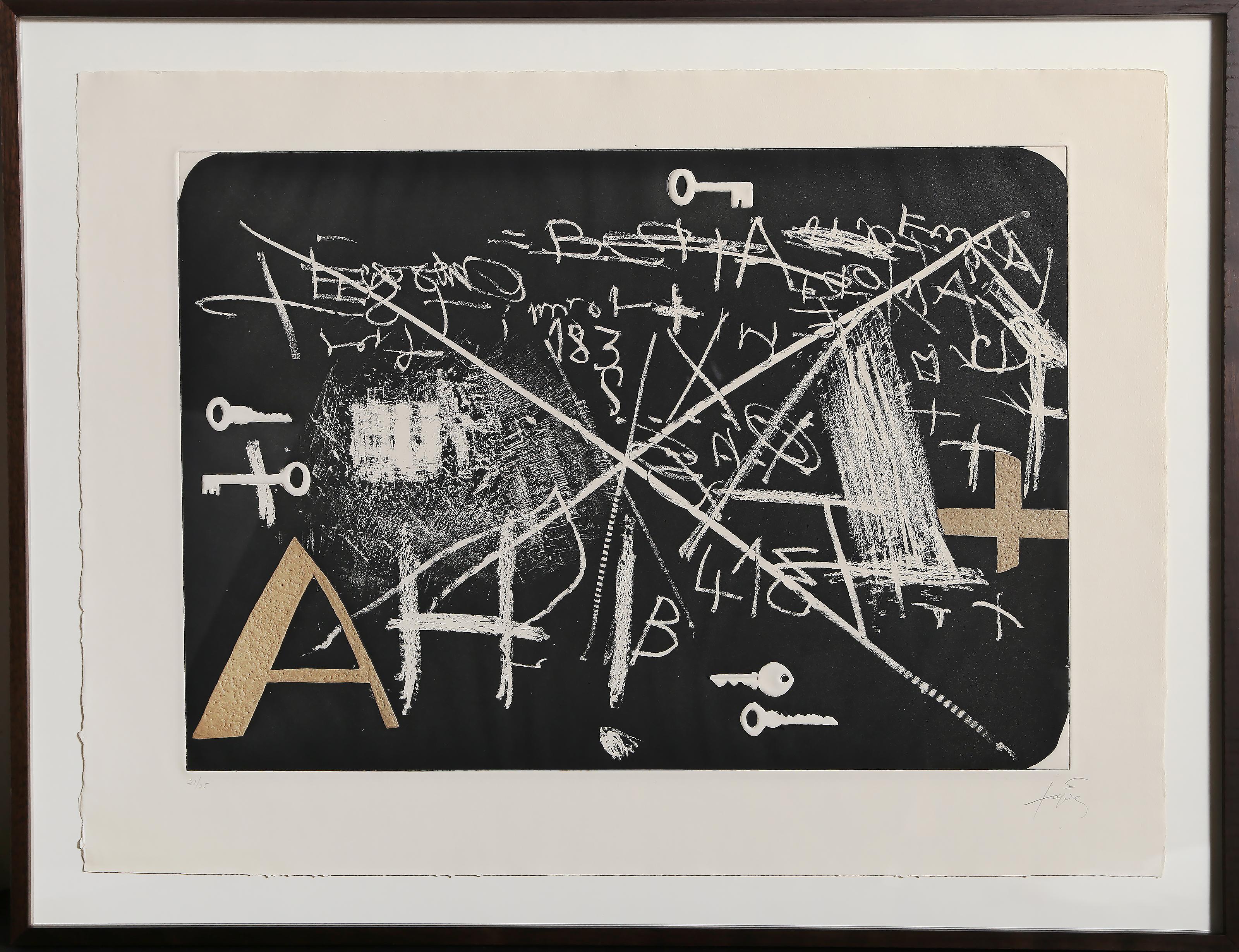 Esperit Catala II, acquaforte espressionista astratta di Antoni Tàpies
