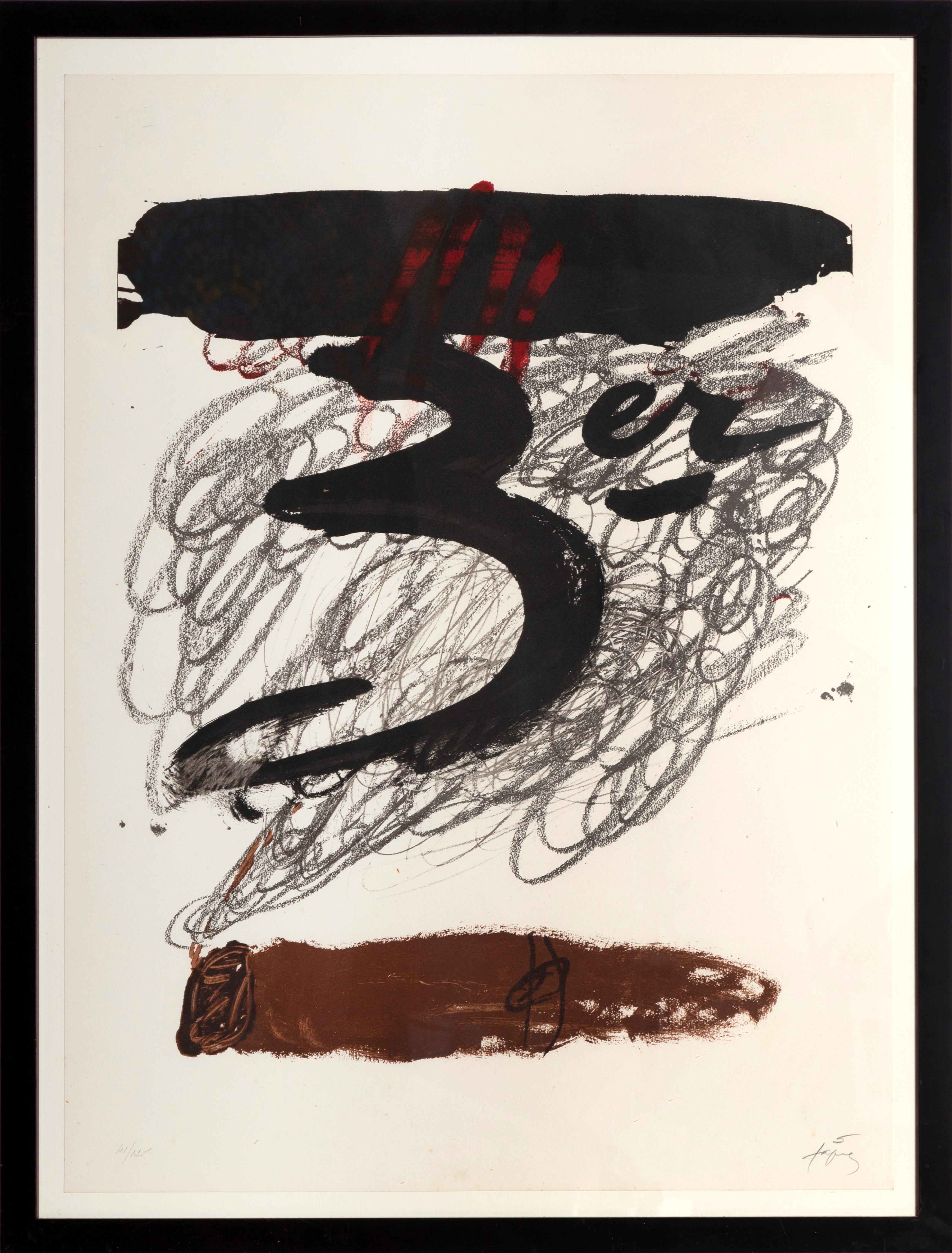 Abstract Print Antoni Tàpies - Festival, lithographie abstraite d'Antonio Tapies