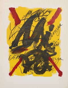 Hommage à Joan Miro, Abstract Expressionist Lithograph by Antoni Tapies