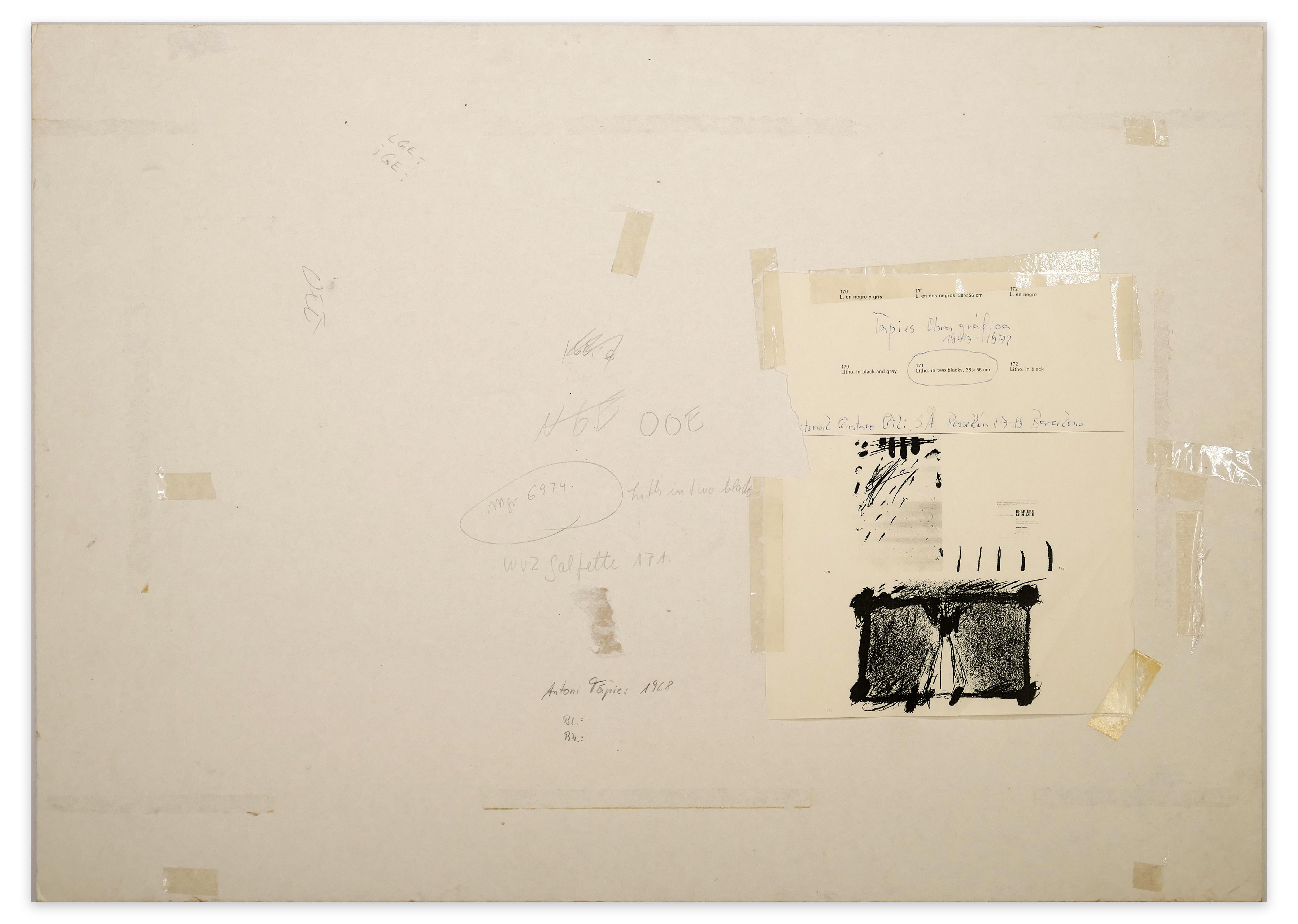 In Two Blacks - Original Lithograph by Antoni Tapies - 1968 - Contemporary Print by Antoni Tàpies
