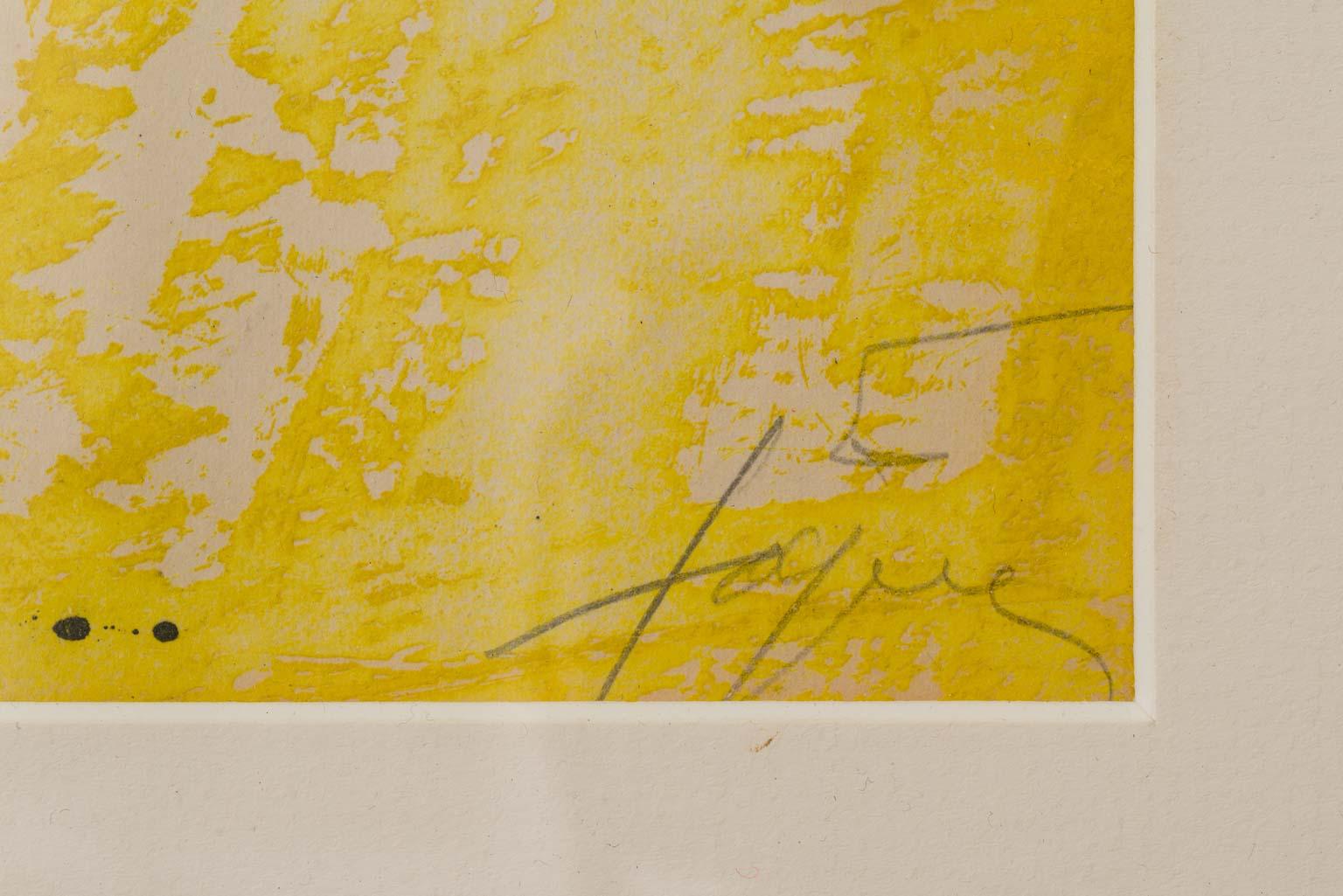 La Cometa - Etching in Yellow, Black, Braun and Red modern artwork Antoni Tàpies 1