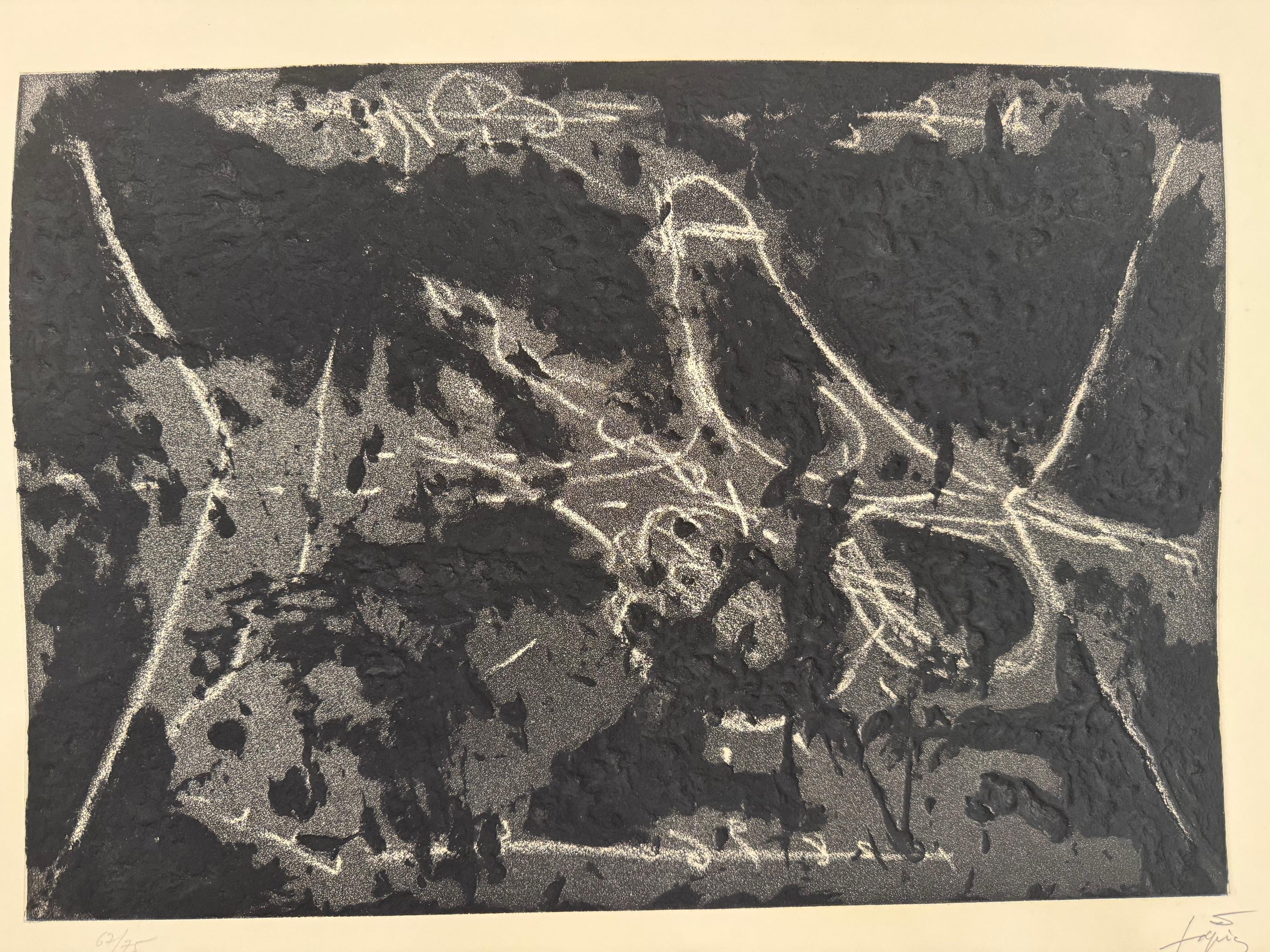 Matiere et Graffiti - Aguafuerte obra de arte abstracta moderna de Antoni Tàpies en venta 4