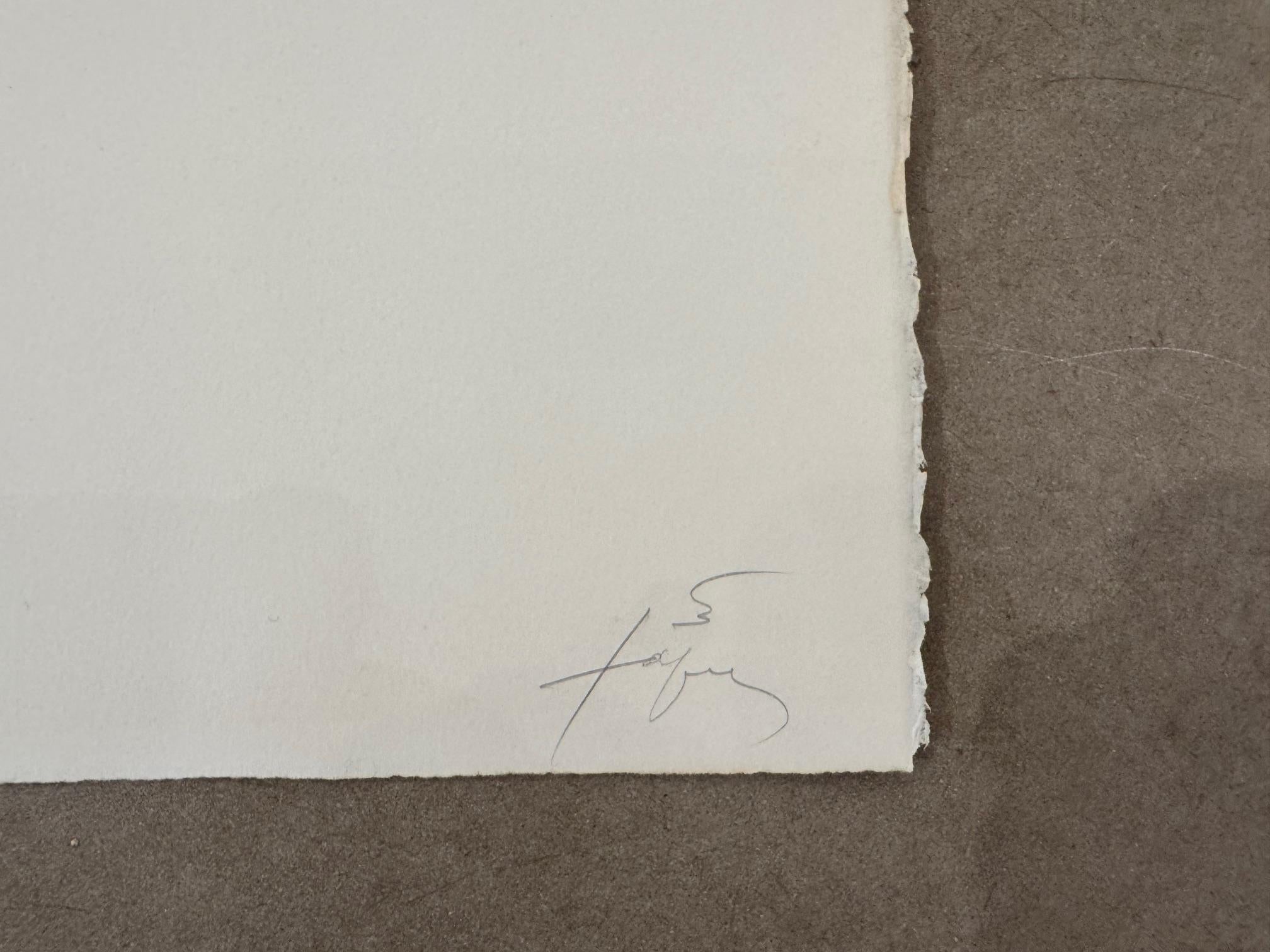 L'arque rouge - abstraktes, modernes Werk von Antoni Tàpies Informel art im Angebot 3