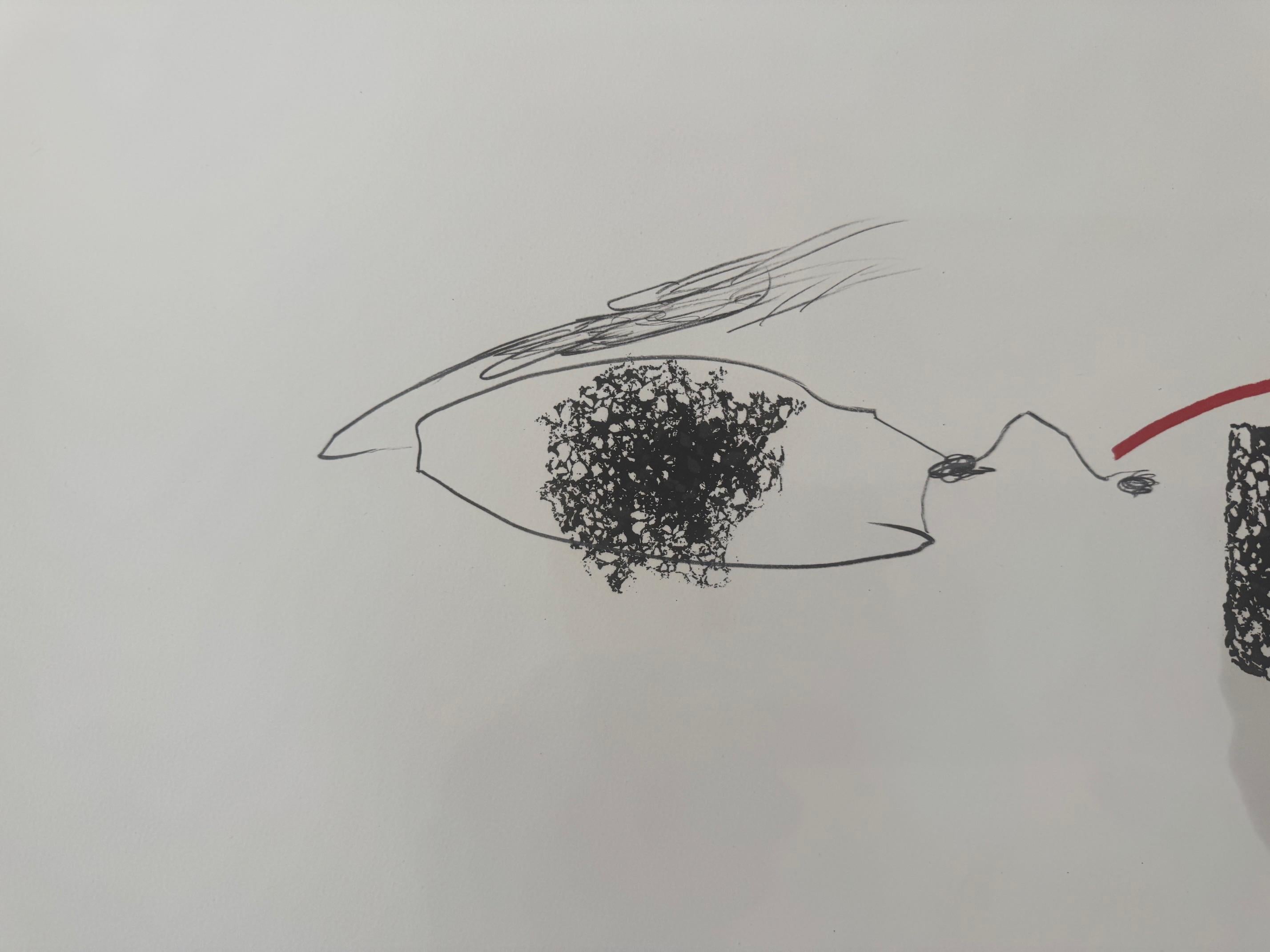 L'arque rouge - abstraktes, modernes Werk von Antoni Tàpies Informel art im Angebot 5