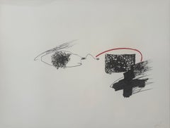 L'arque rouge - abstract, modern work by Antoni Tàpies Informel art