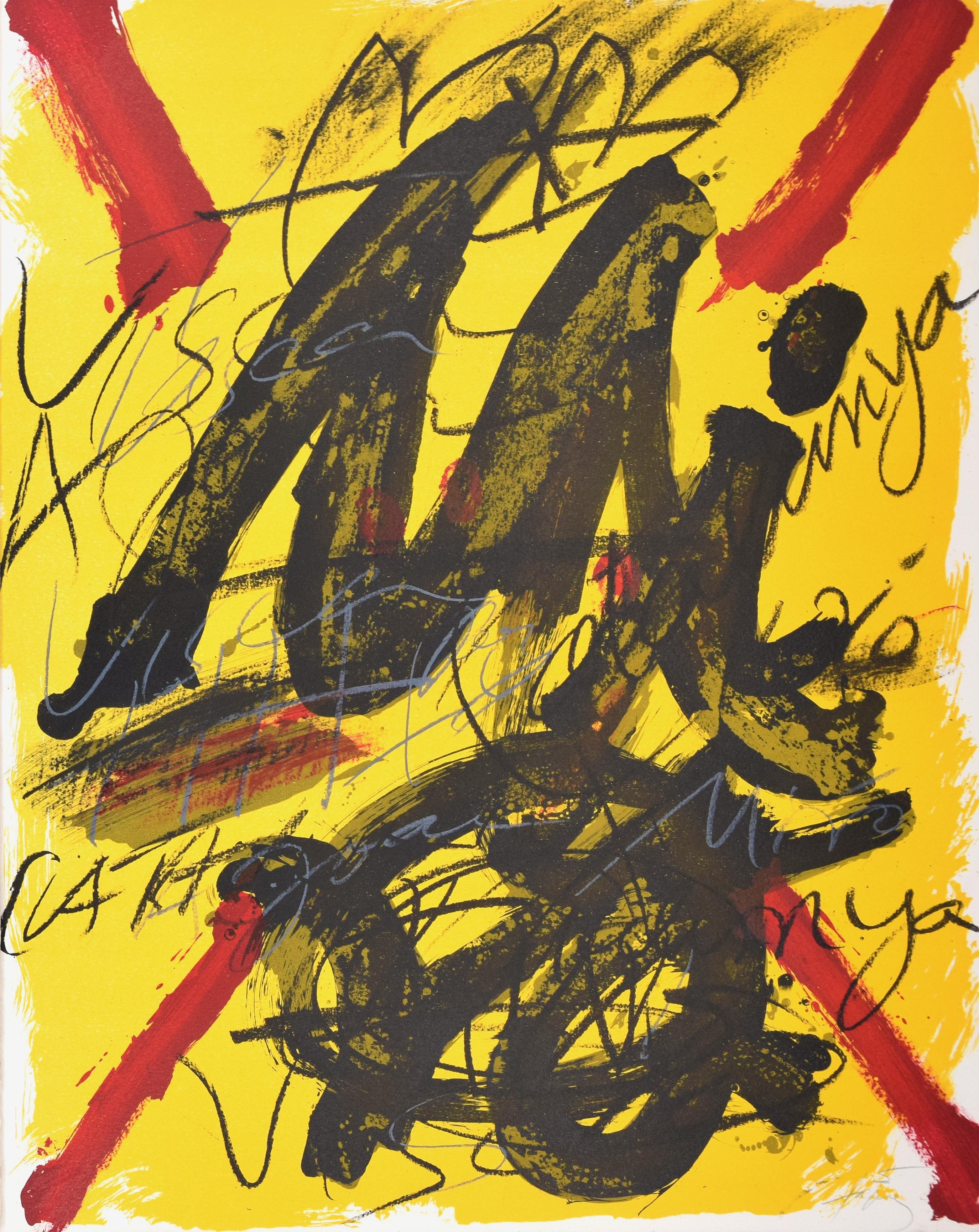 Antoni Tàpies Abstract Print - L'émerveille Merveilleux, Hommage Joan Mirò, Lithograph