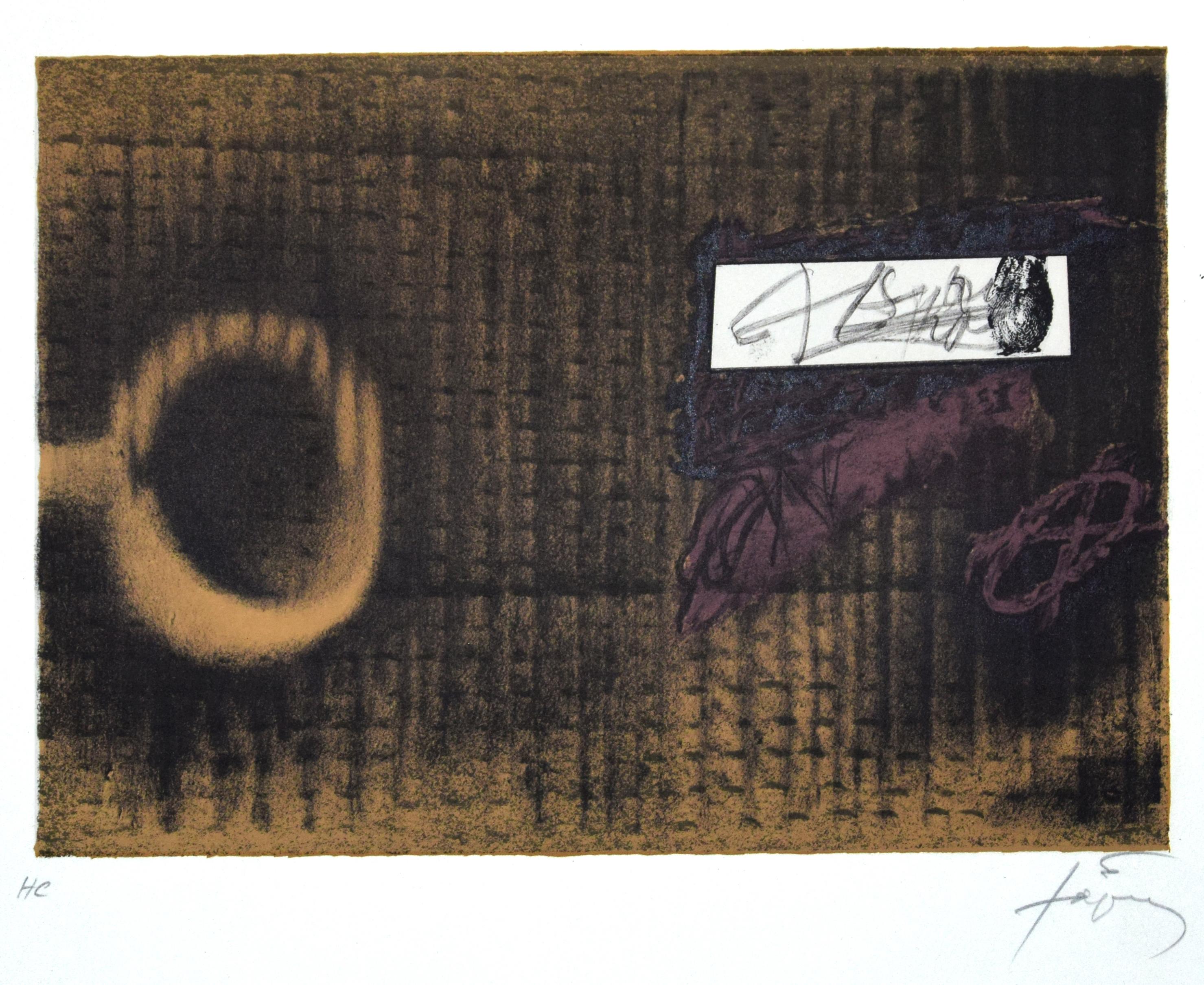 Antoni Tàpies Abstract Print -  L'Etiquette - Lithograph by Antoni Tapiès - 1979