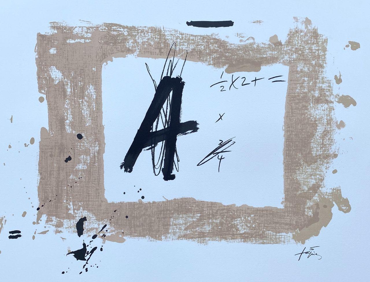 Lettera A - Litografia originale firmata nella lastra - Print di Antoni Tàpies