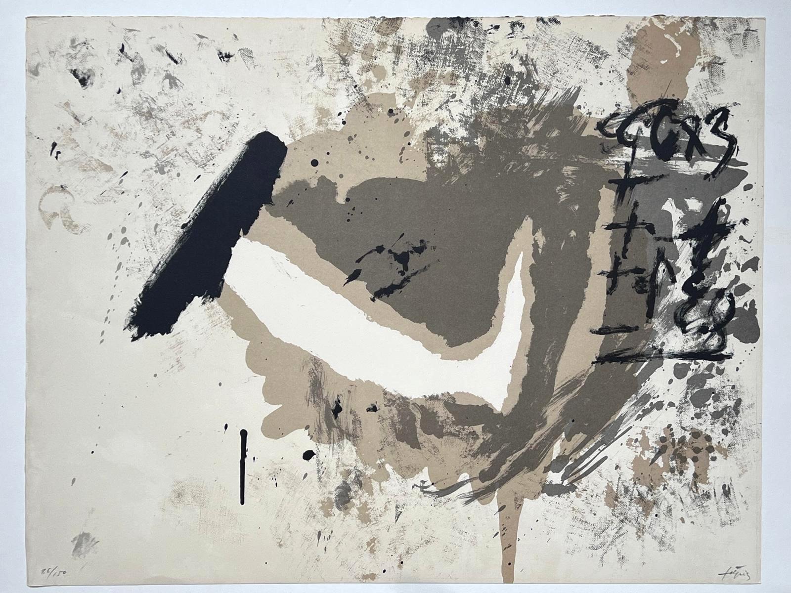 Lithograph in black, gray, and sienna - Print by Antoni Tàpies