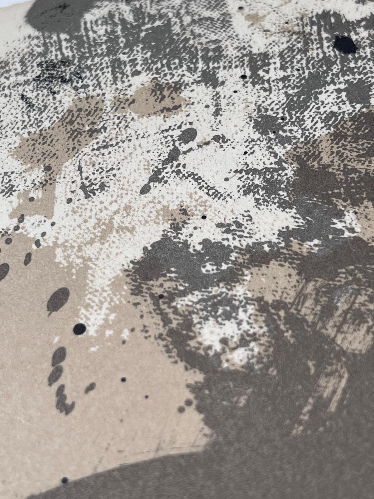Lithograph in black, gray, and sienna - Abstract Print by Antoni Tàpies