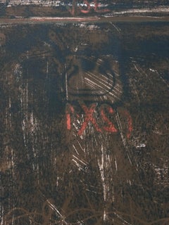 Litografía en negro, siena y rojo