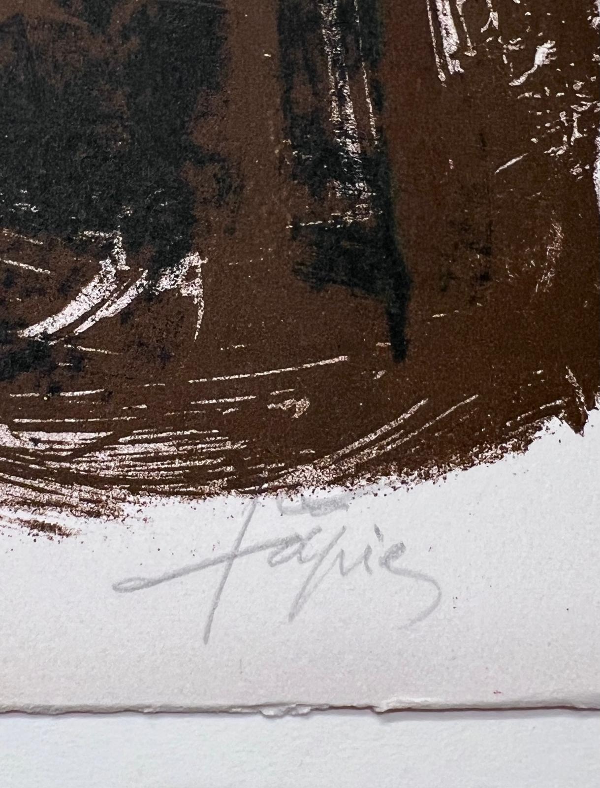 Lithograph in black, sienna, and red For Sale 2