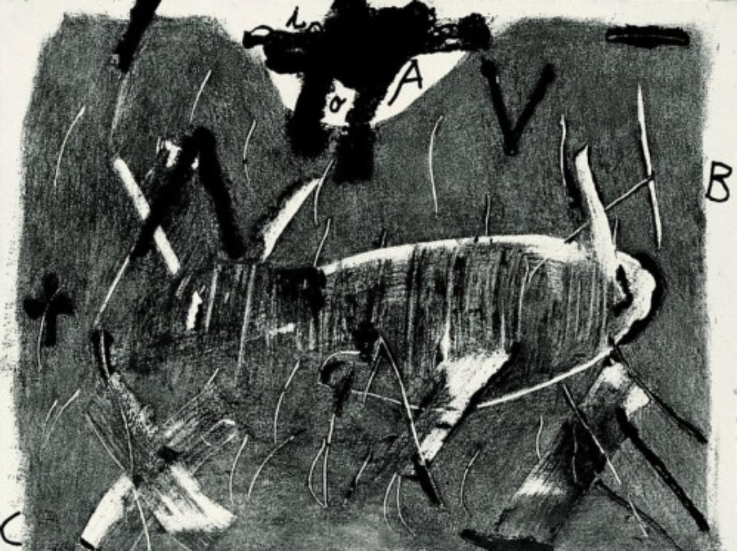 Antoni Tàpies Abstract Print - Lletres i gris