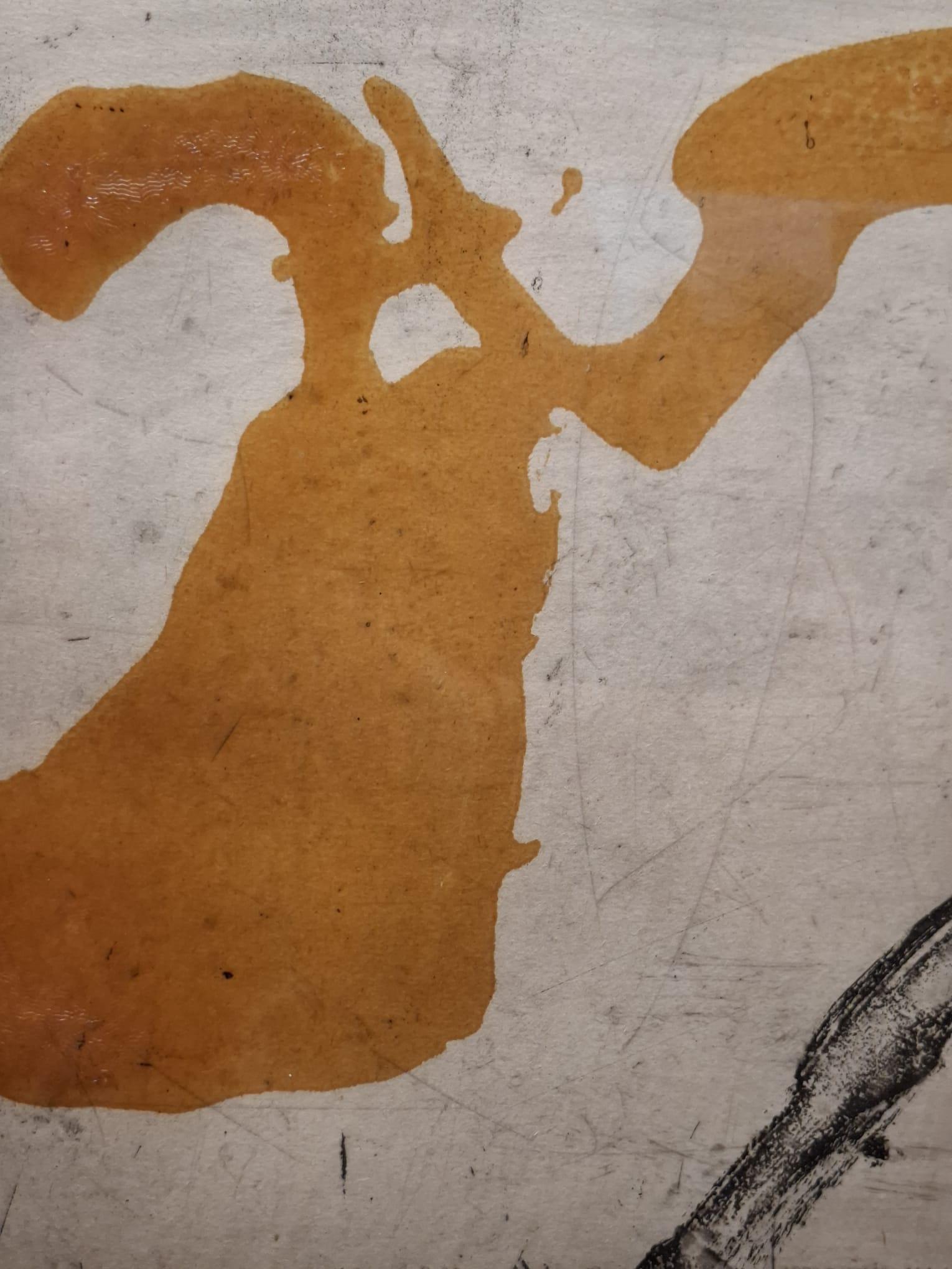 Lleu - Brown Abstract Print by Antoni Tàpies