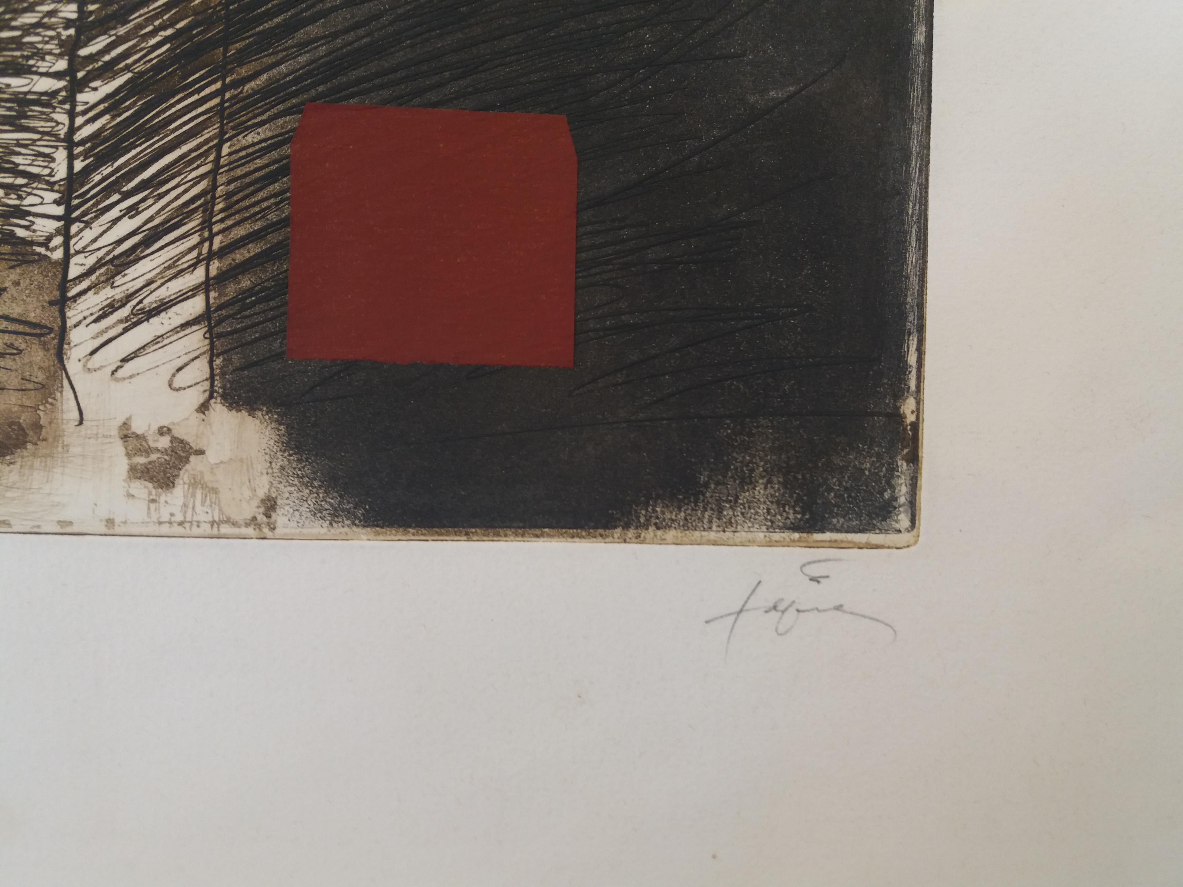 LLull i Tapies original engraving painting. 
TÀPIES PUIG, Antoni (Barcelona, 1923-2012).
Antoni Tàpies begins in art during the long convalescence from a lung disease. It will be devoted progressively more strongly to drawing and painting, and