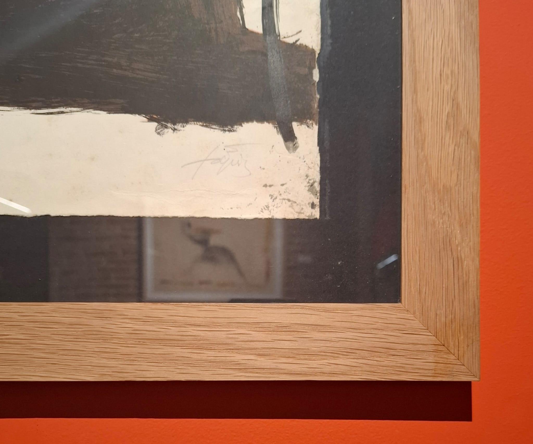 Marrón Diagonal - Brown Abstract Print by Antoni Tàpies