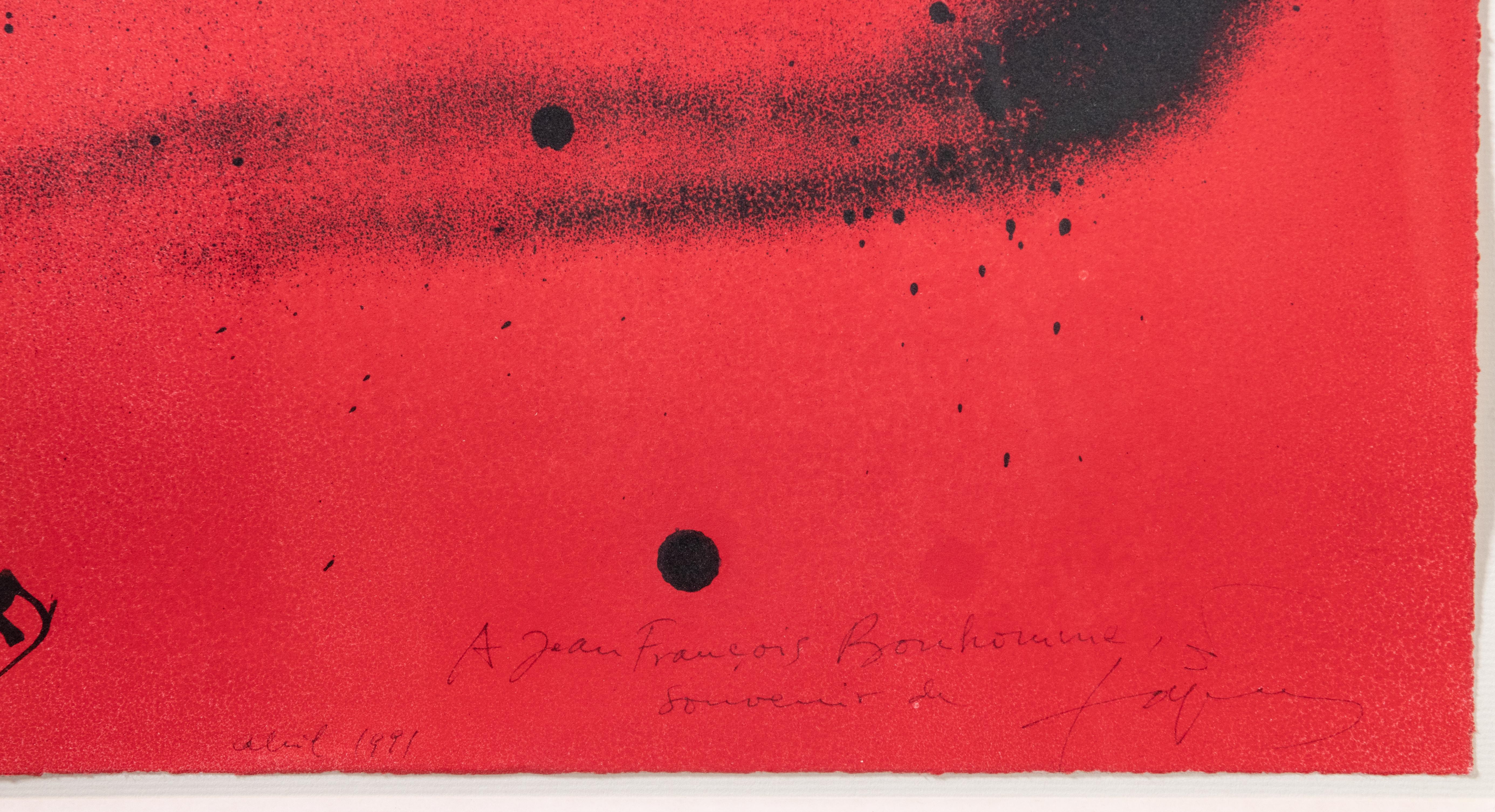 Memoria Personal – Lithographie von Antoni Tapies – 1988 (Rot), Abstract Print, von Antoni Tàpies