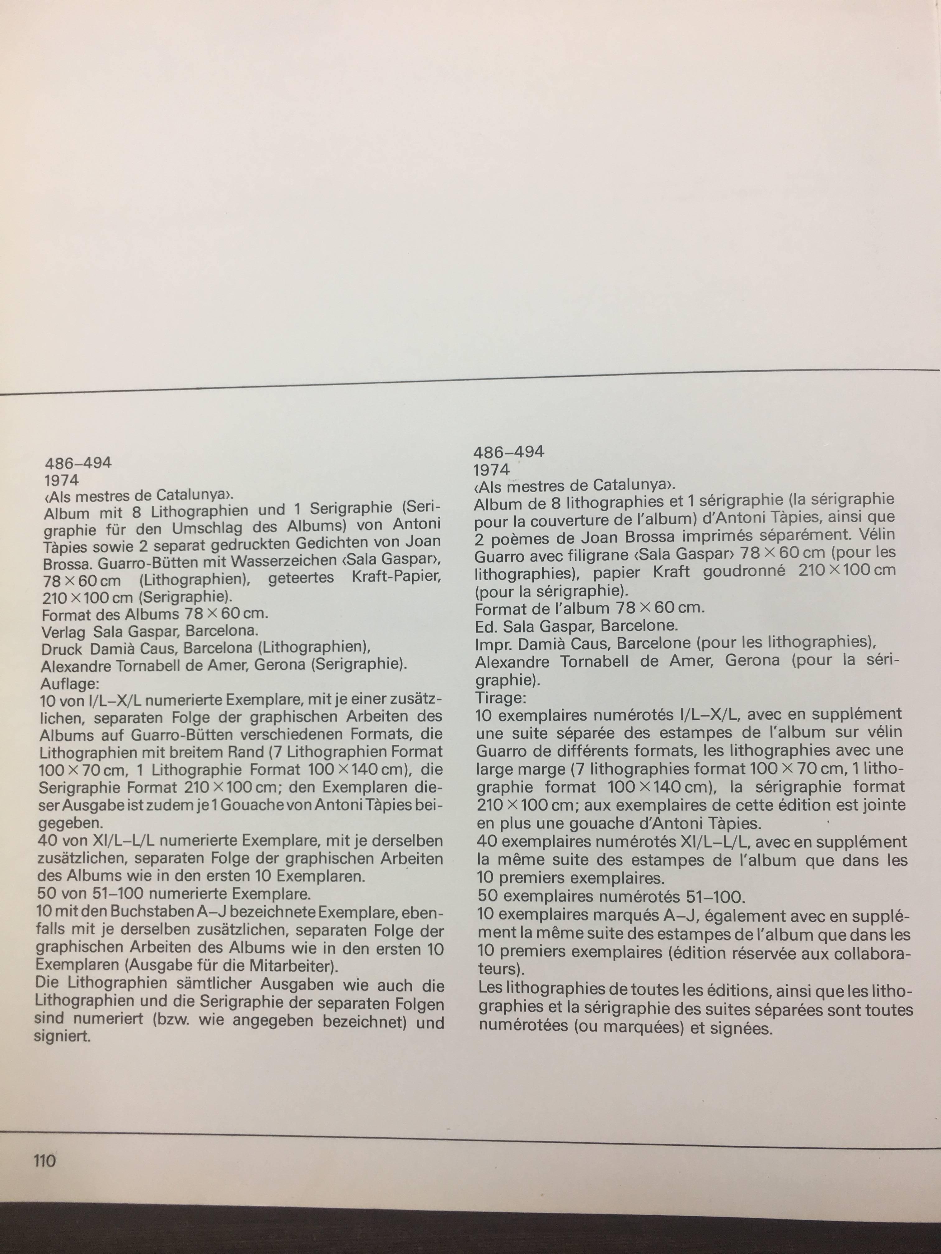 Tapies 93  Noir  Jaune  Vertical. Peinture de lithographie originale de 1974 en vente 3
