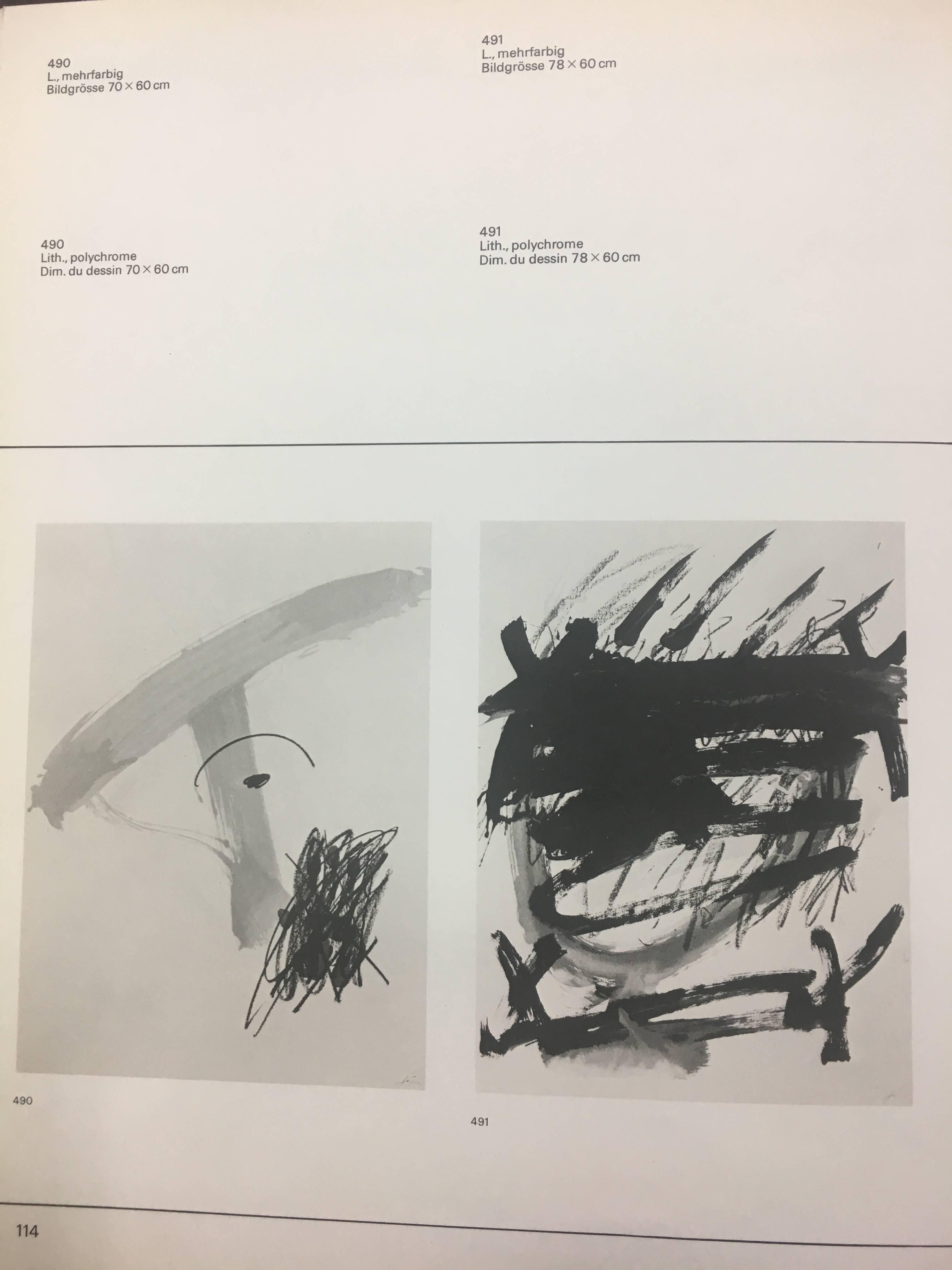 Tapies 93  Noir  Jaune  Vertical. Peinture de lithographie originale de 1974 en vente 4