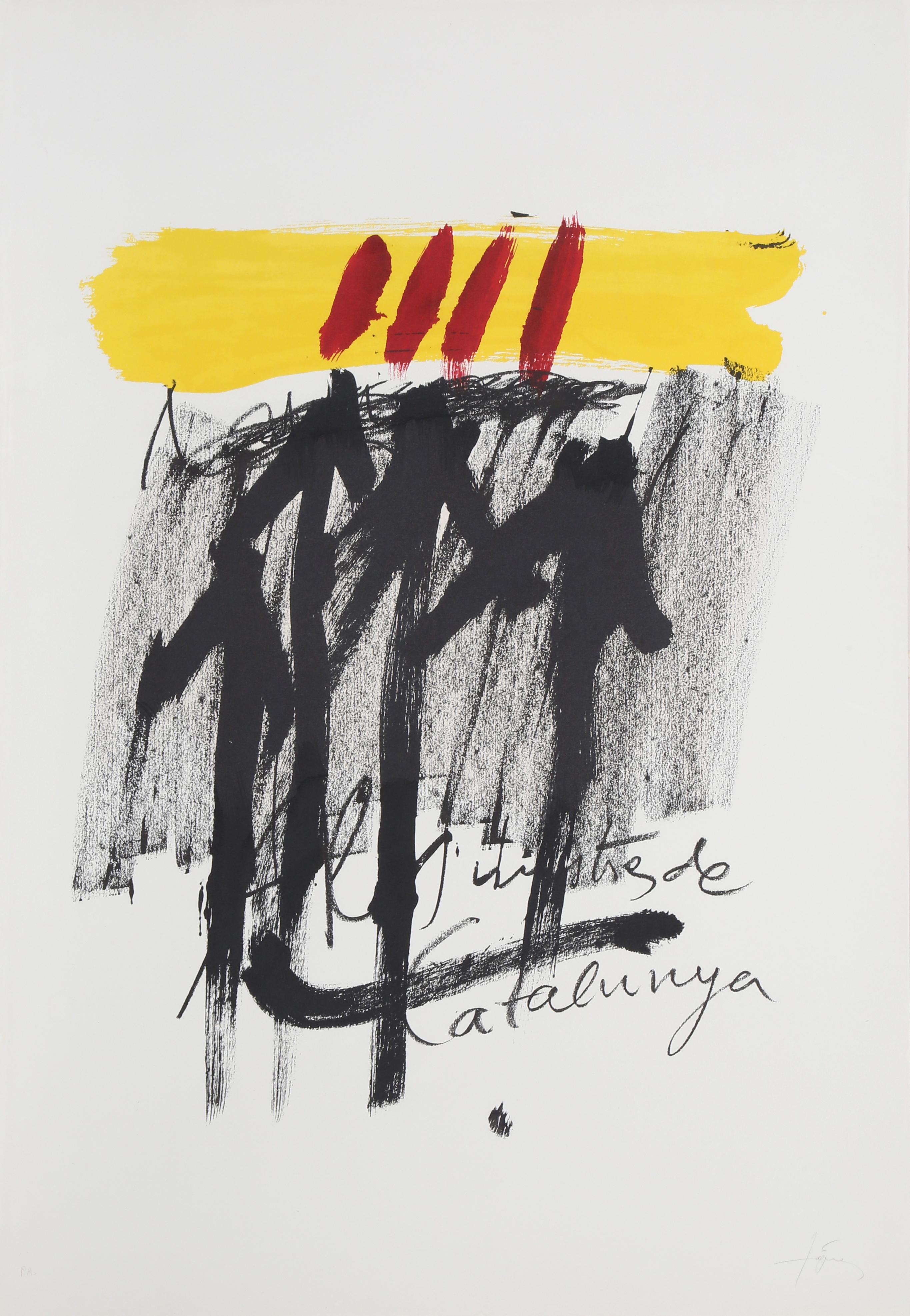 Antoni Tàpies Abstract Print - No. 6 from "Als Mestres de Catalunya, " Lithograph by Antoni Tapies, 1974