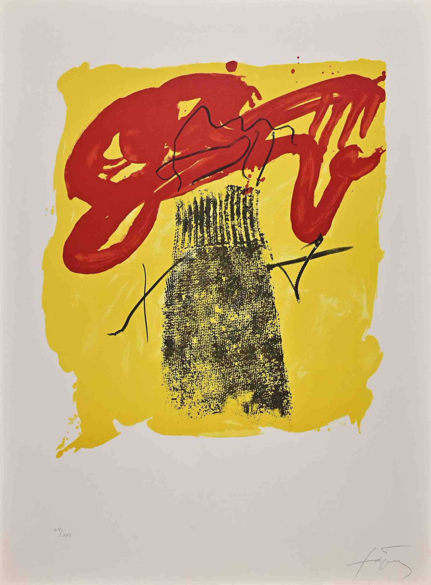 Antoni Tàpies Abstract Print - Roig I Negre punto 79 -  Lithograph by Antoni Tapies - 1979