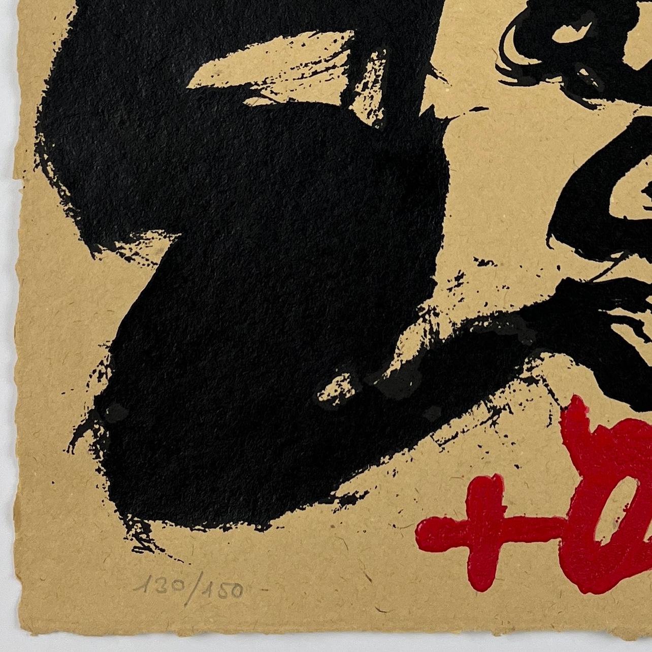 Español 1996 Las Segovias serigrafía original firmada edición limitada - Figurative Print Beige de Antoni Tàpies