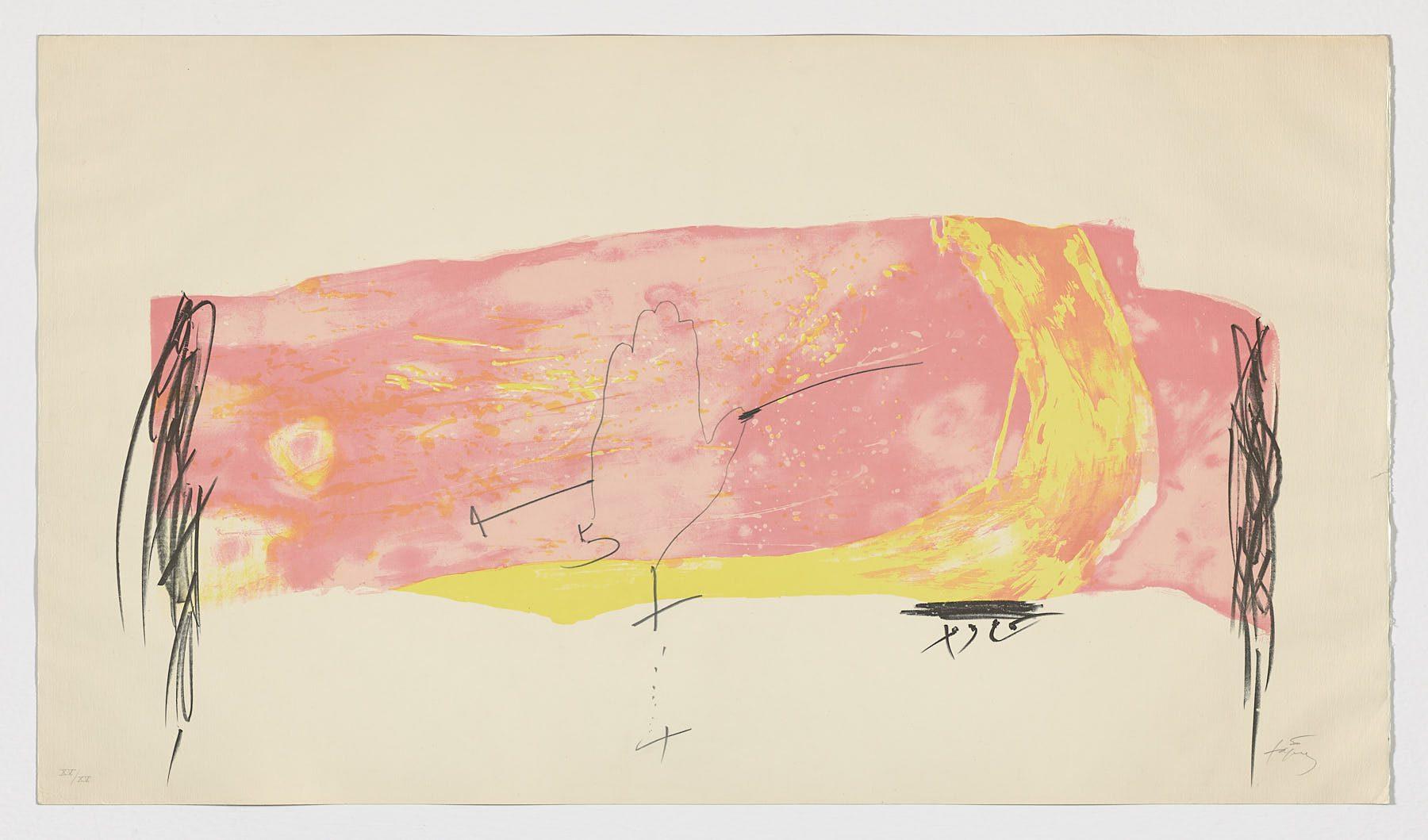 Spanish Artist signed limited edition original art print numbered lithograph - Print by Antoni Tàpies