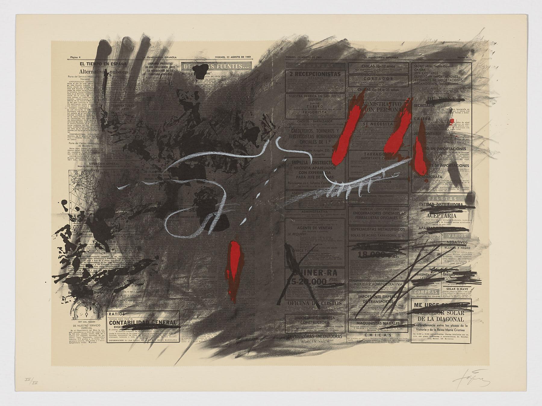 Abstract Print Antoni Tàpies - Lithographie d'art originale en édition limitée signée par un artiste espagnol, numérotée