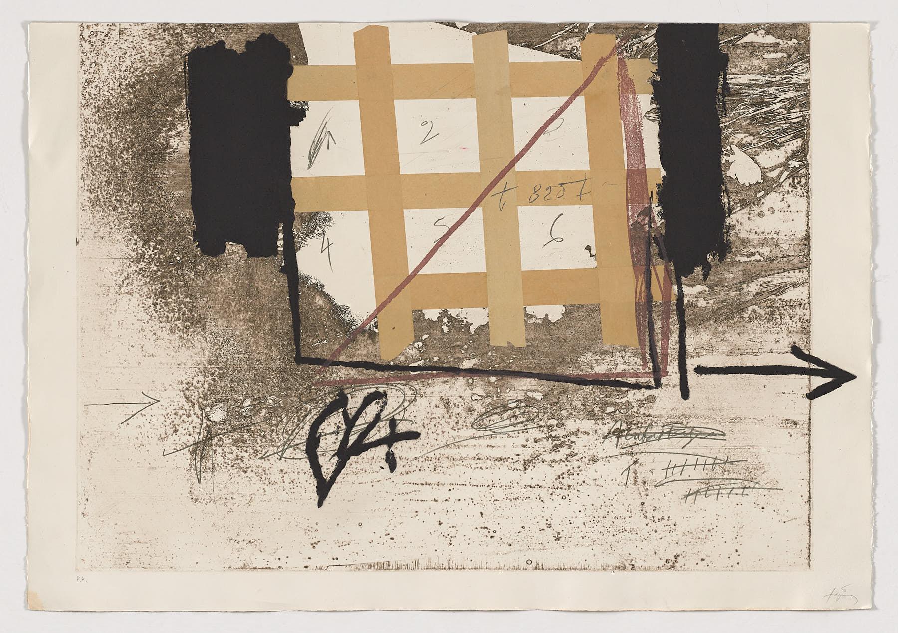 Lithographie d'art originale en édition limitée signée par un artiste espagnol, numérotée - Print de Antoni Tàpies