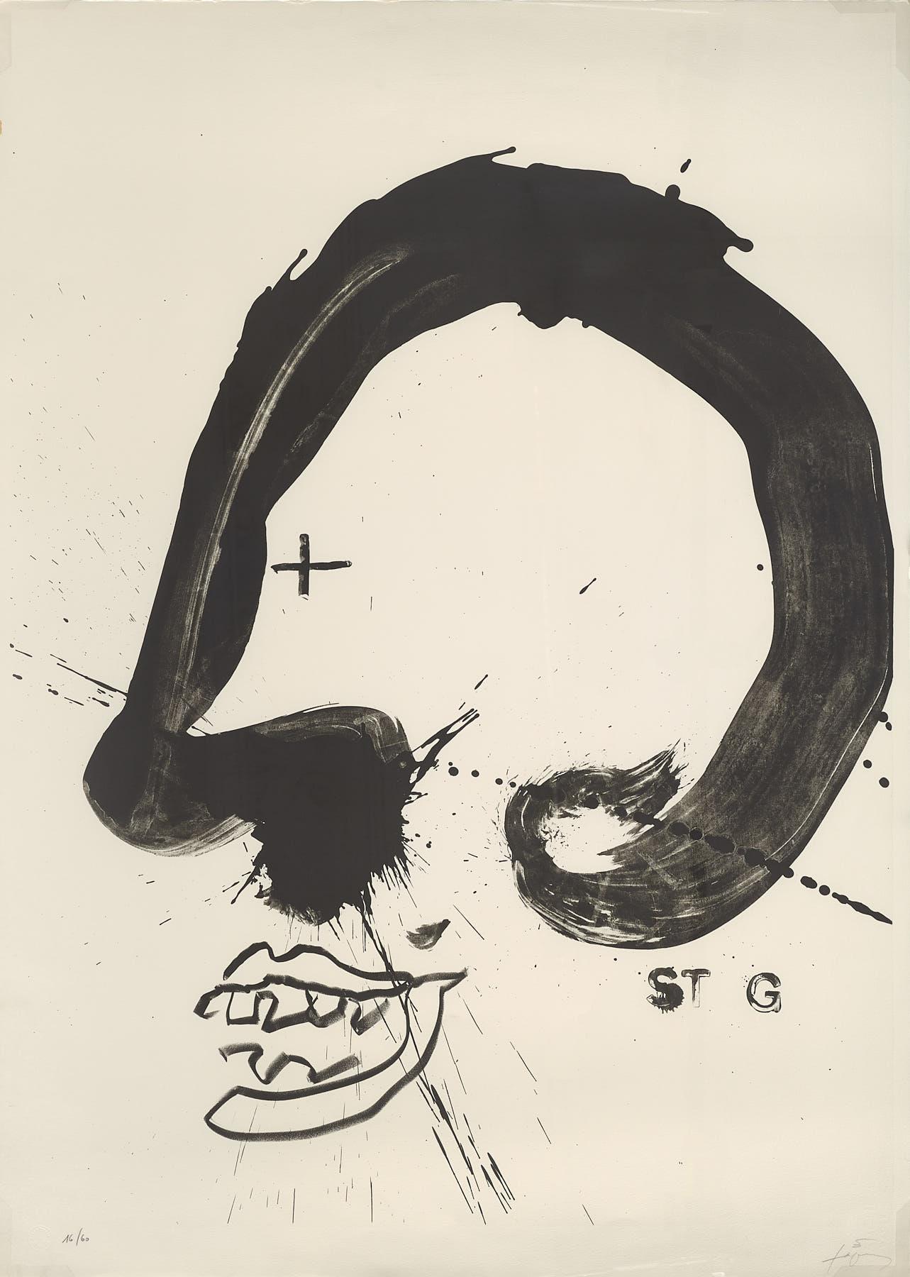 Abstract Print Antoni Tàpies - Lithographie d'artiste espagnol signée, édition limitée, numérotée n24