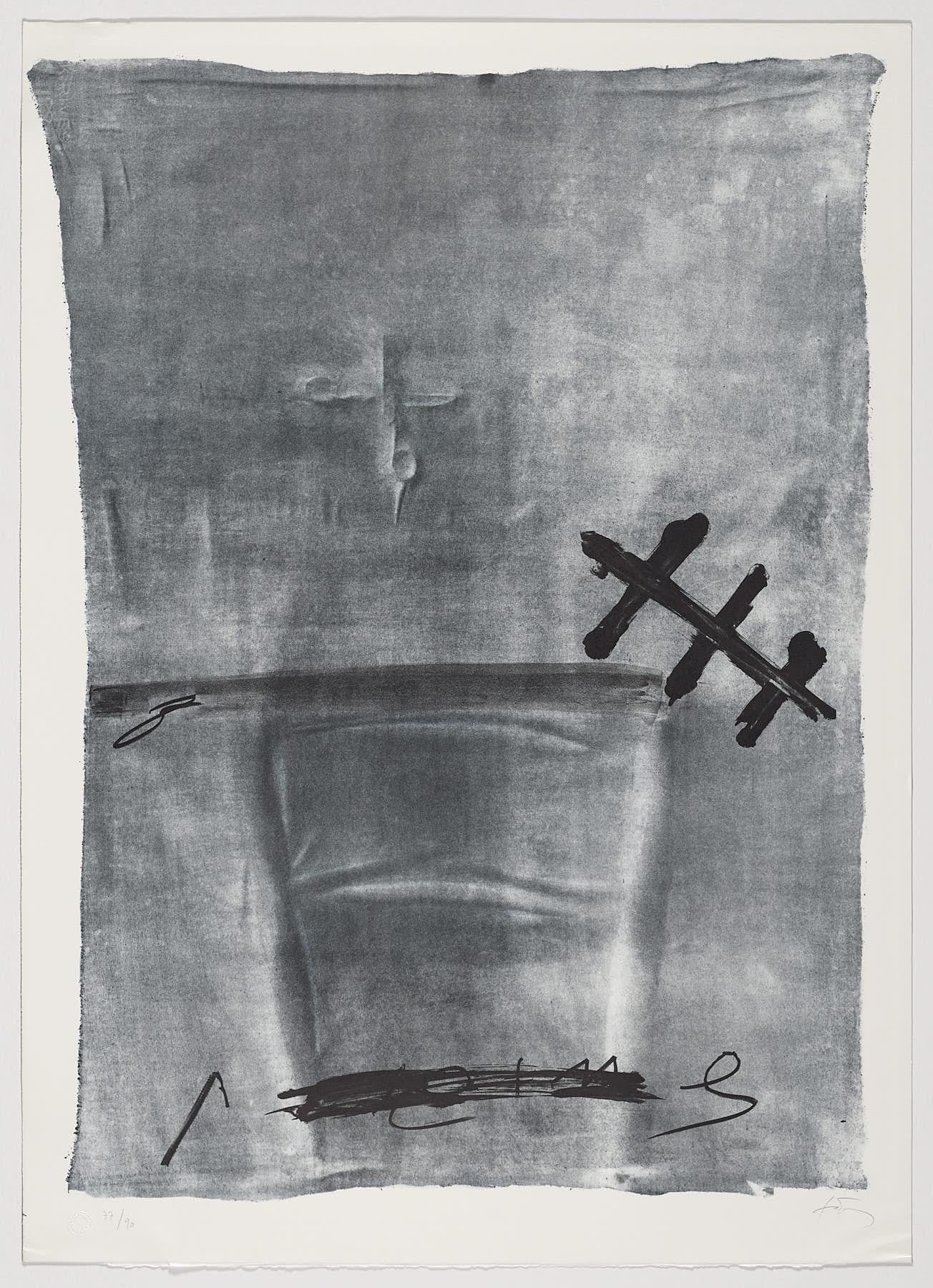 Lithographie d'artiste espagnol signée, édition limitée, numérotée n28 - Print de Antoni Tàpies