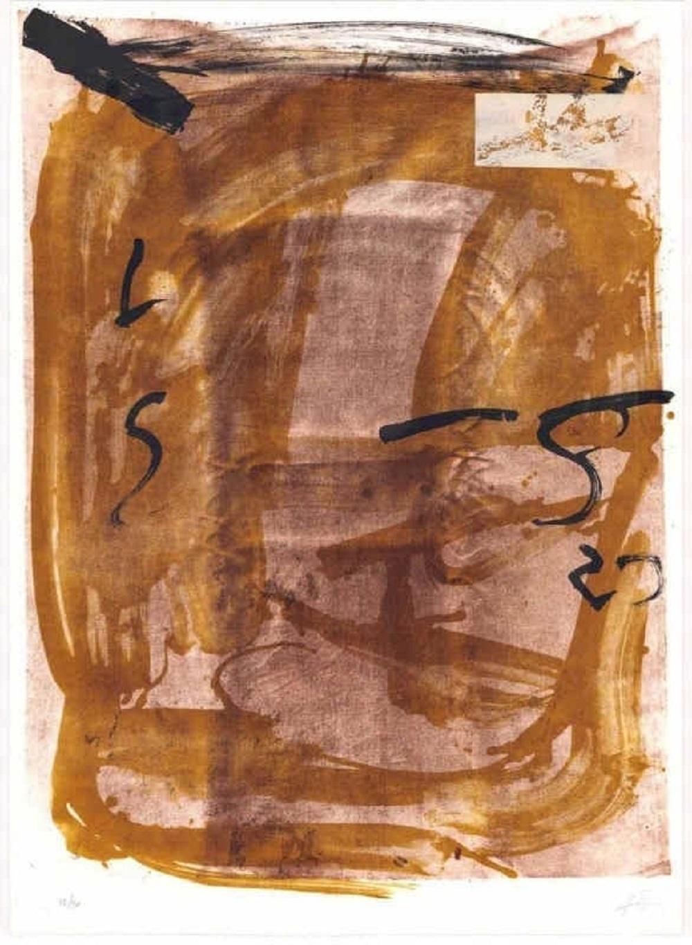 Lithographie d'artiste espagnol signée, édition limitée, numérotée n31 - Print de Antoni Tàpies