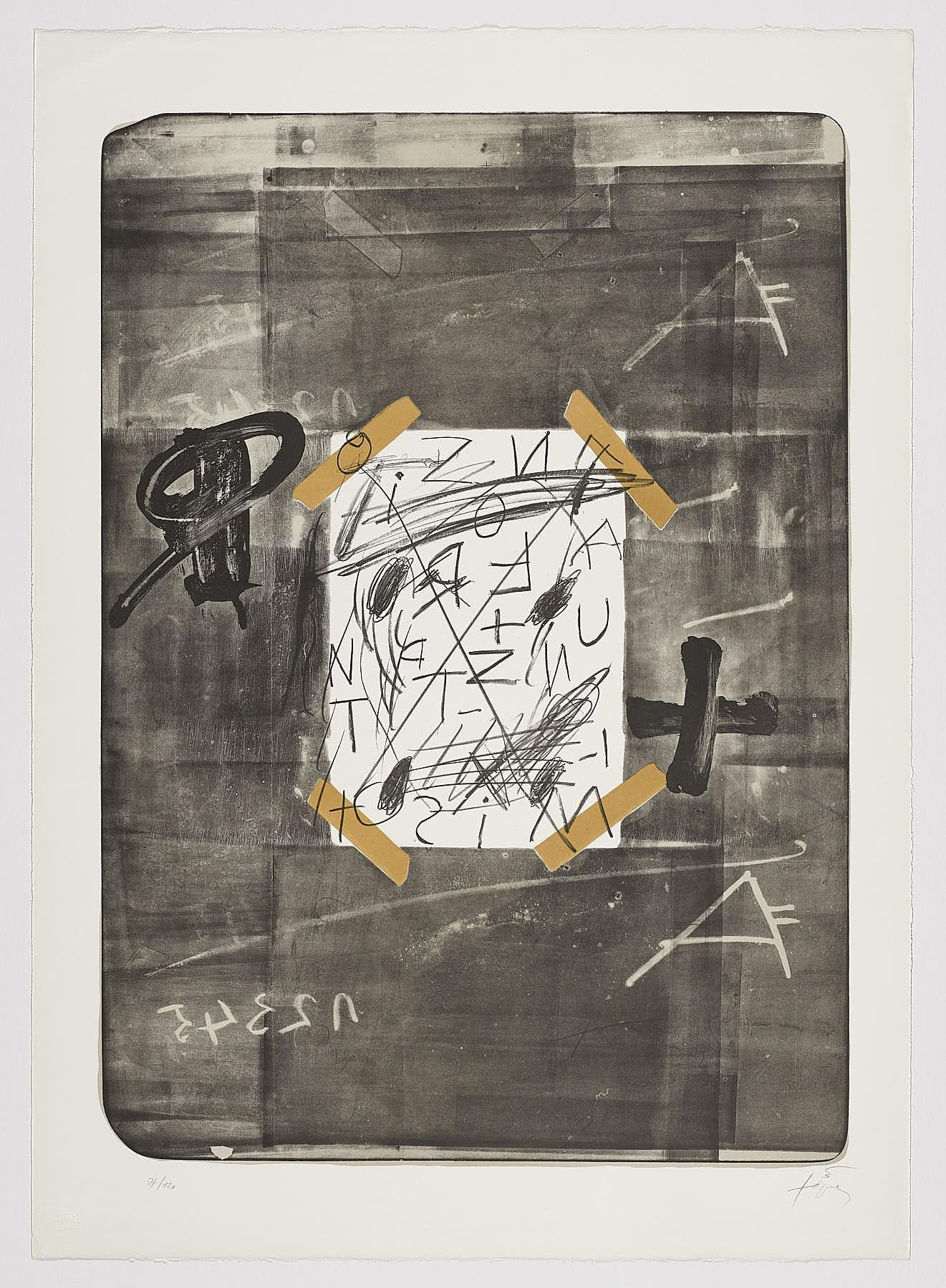 Spanish Artist signed limited edition original art print numbered lithograph n32 - Print by Antoni Tàpies