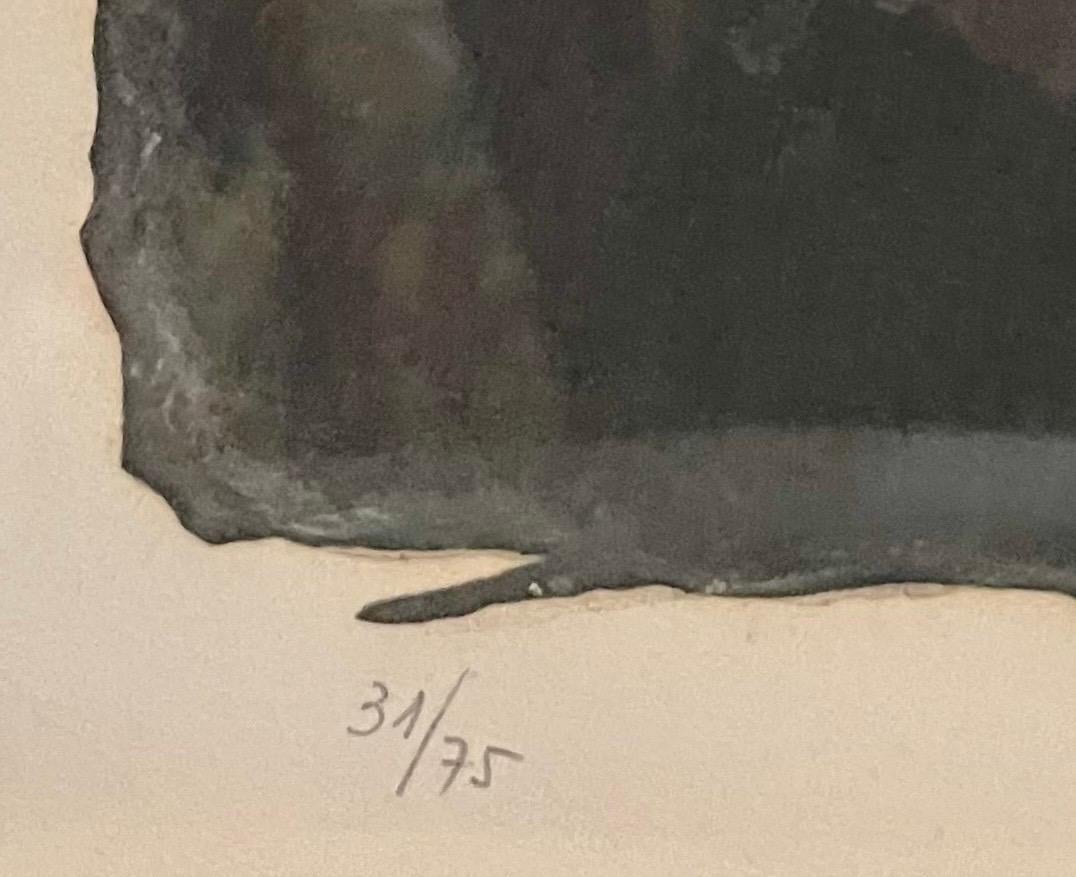 Spanish Post Modern Abstract Aquatint Color Etching Antoni Tapies - Gray Print by Antoni Tàpies