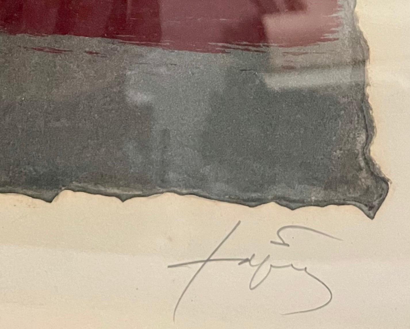 Antoni Tapies (Spanish, 1923-2012) 
Color Etching, aquatint and polychrome carborundum print
Estisores-2, 
c. 1979
Hand signed and numbered 31/75 in pencil in the lower margin, published by La Poligrafa, Barcelona
Cataloging number: 711. Cataloged