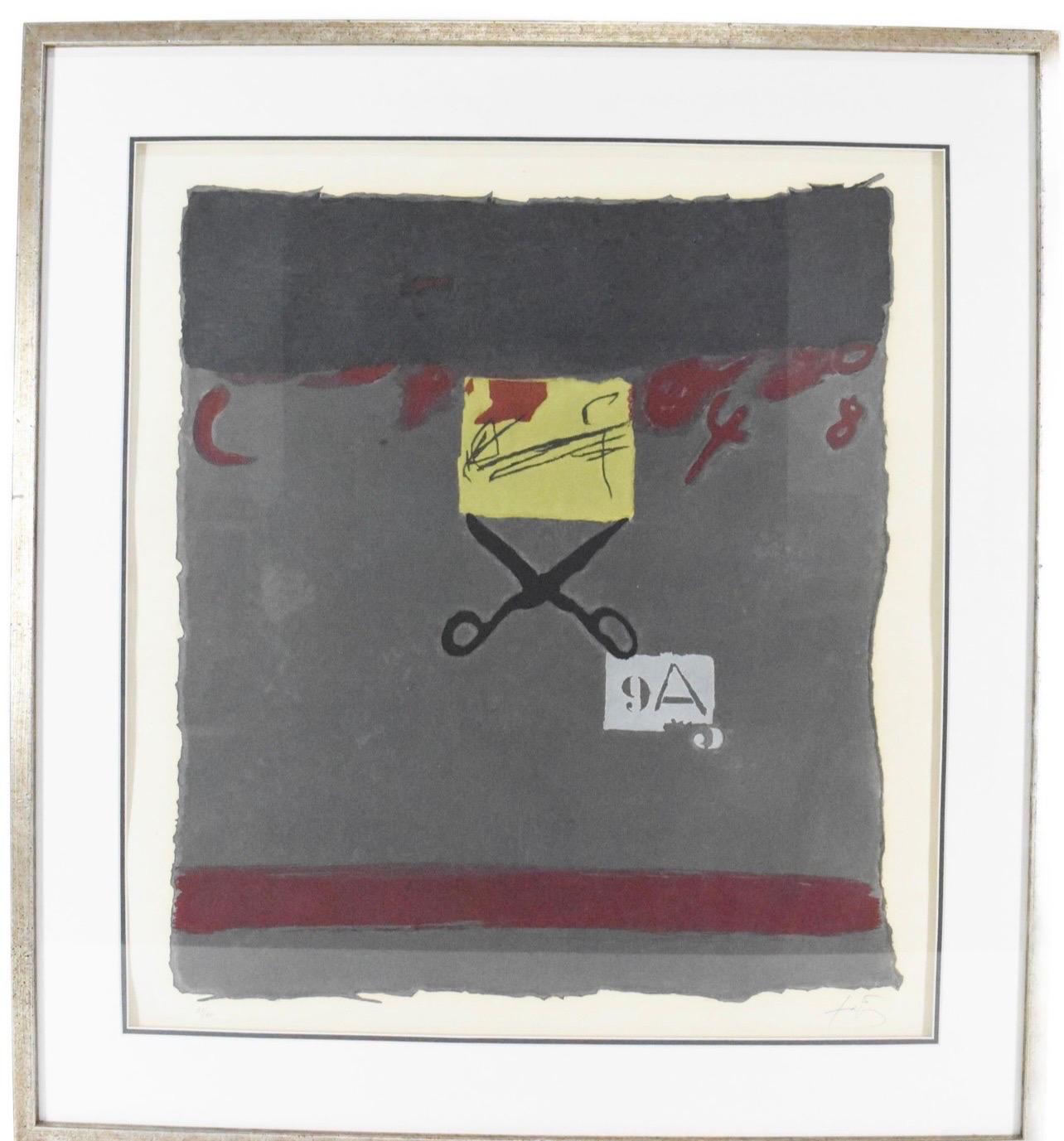 Antoni Tàpies Print - Spanish Post Modern Abstract Aquatint Color Etching Antoni Tapies