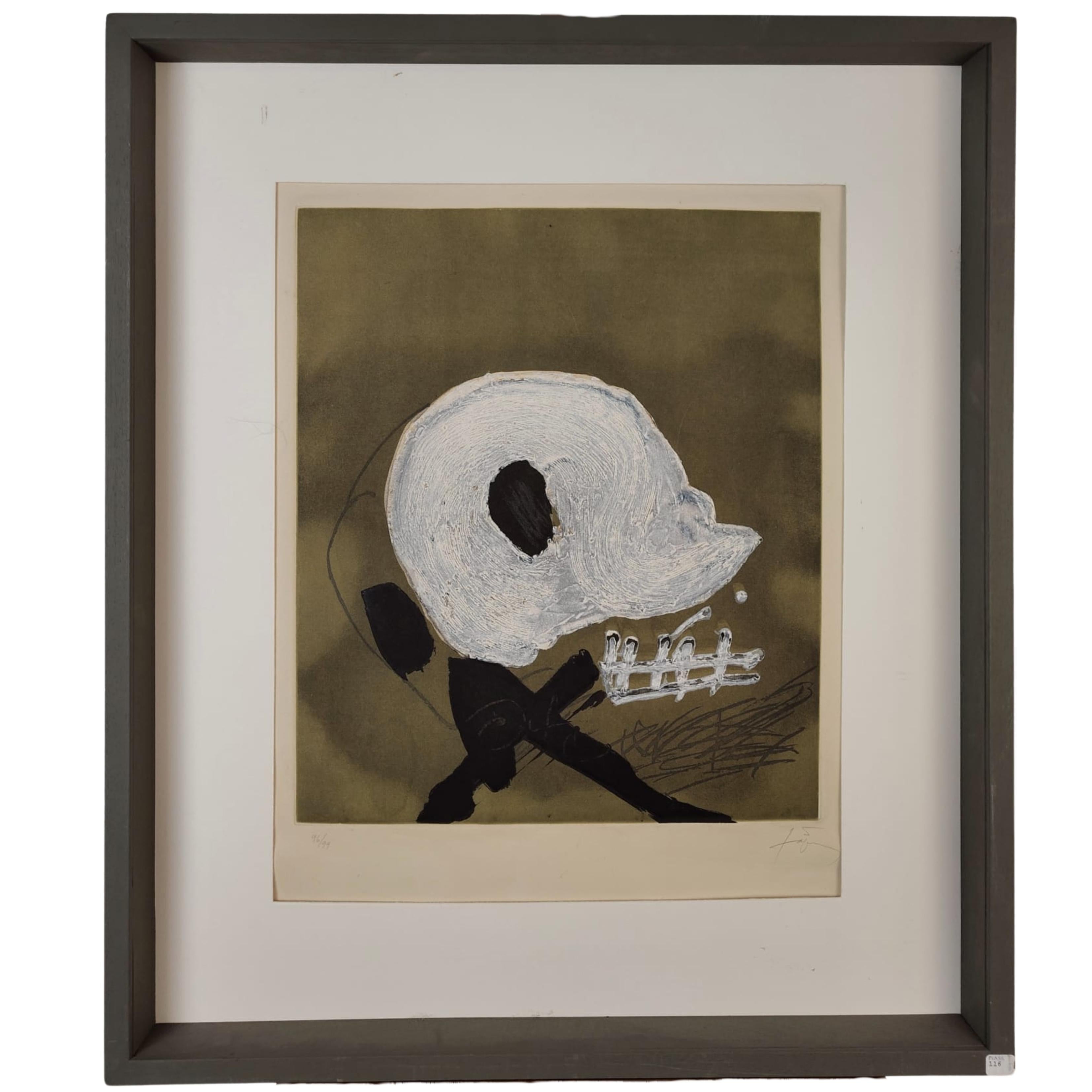 Antoni Tàpies print, "Blanc central," 1982, Spain