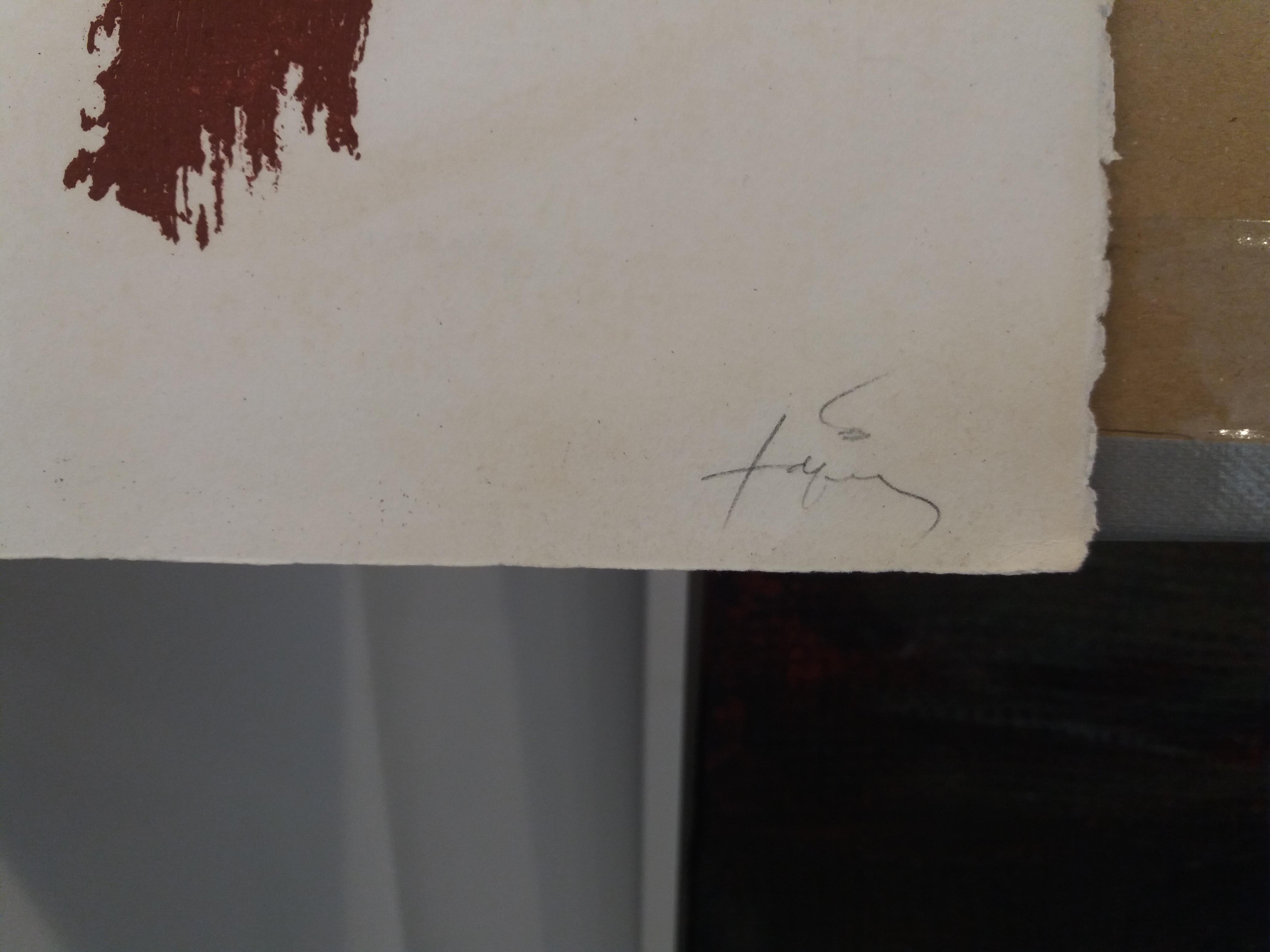 Tapies RED Cama Roja original engraving painting For Sale 1