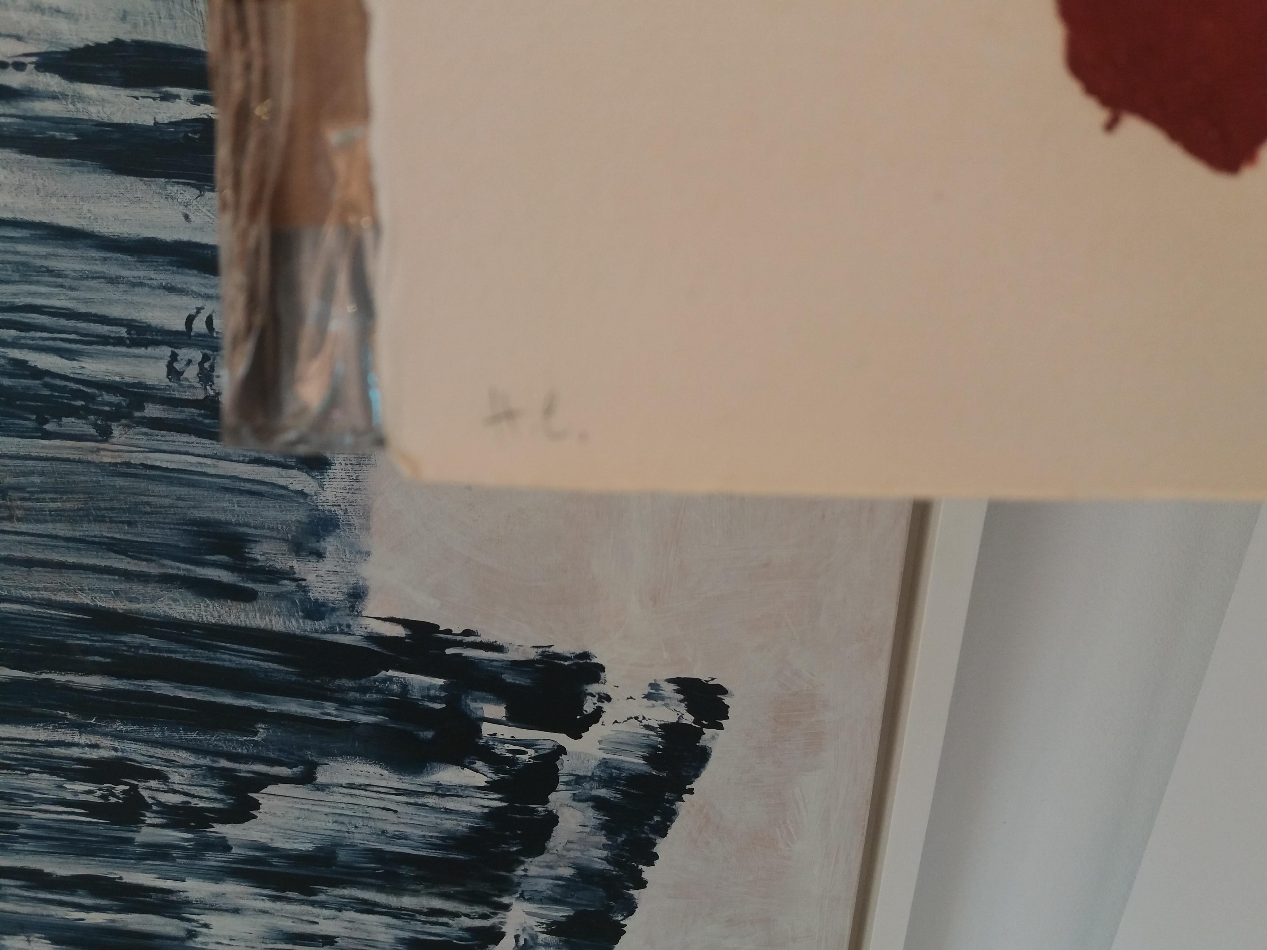 Tapies RED Cama Roja original engraving painting For Sale 2