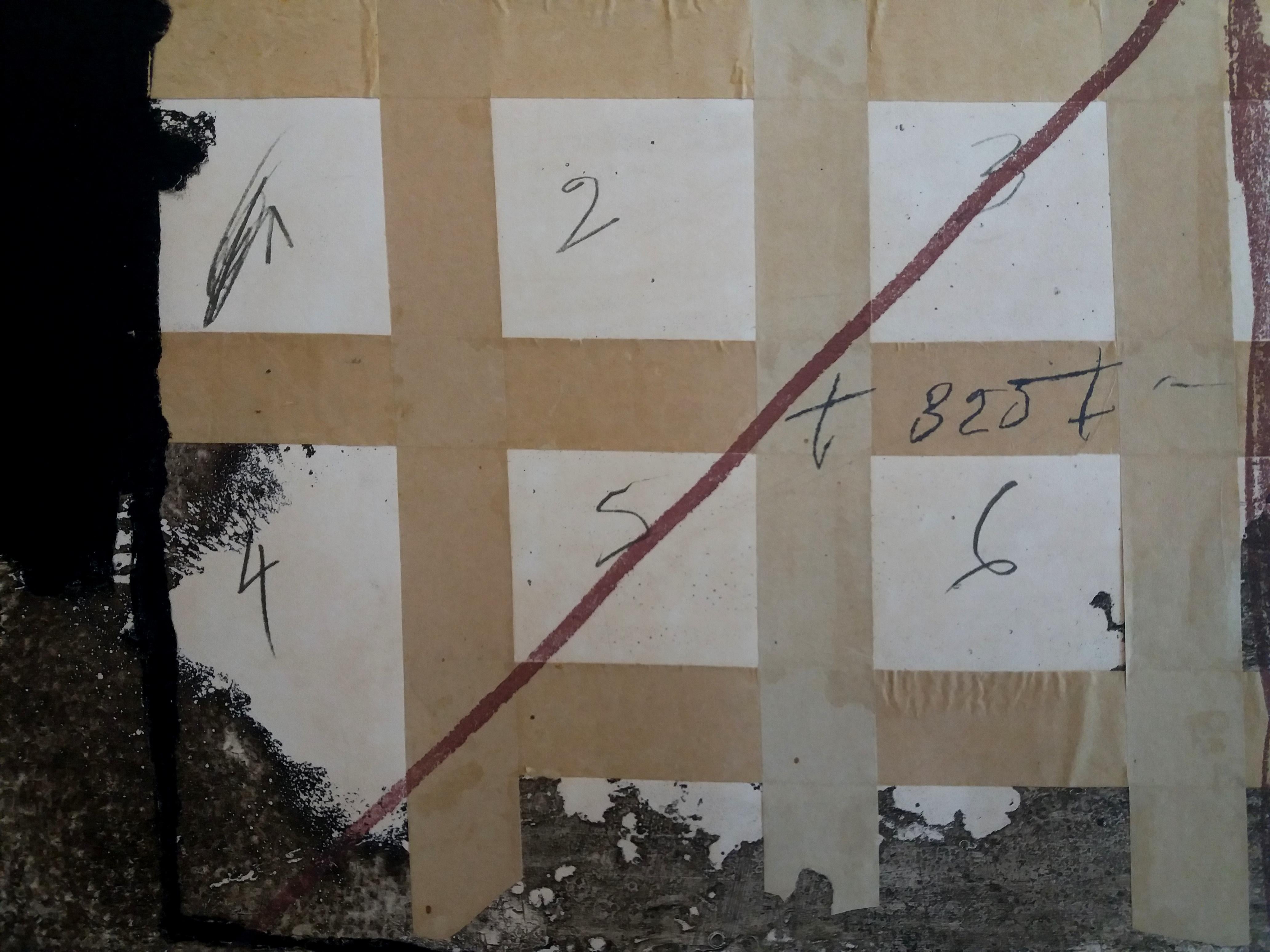 Tapies 4 Engraved With Plastic Collage and Polychrome stamping abstract For Sale 2