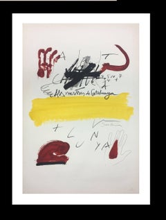 Tapies 8 White Background Reds and Yellows Catalonia. original lithograph