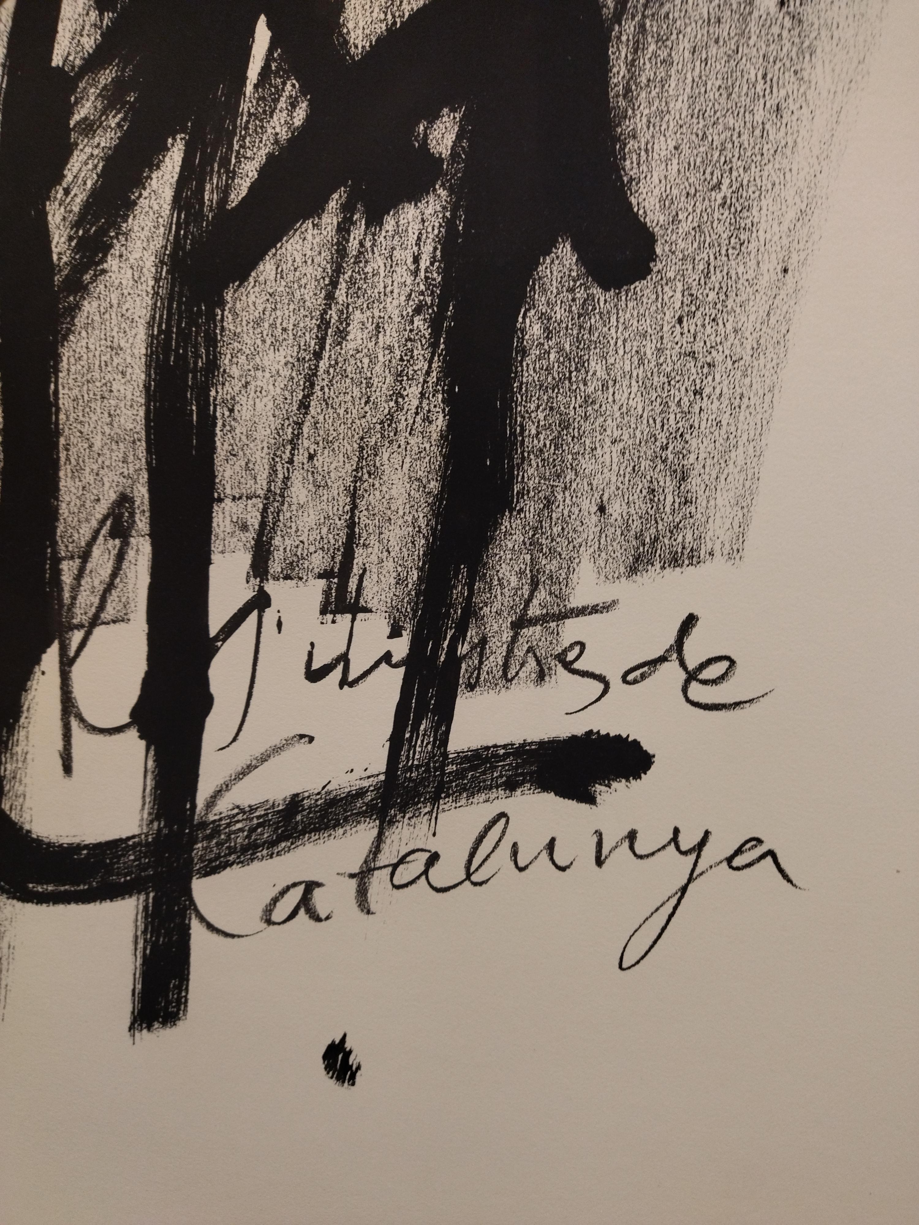 Tapies 36 Black  Red  Yellow  Vertical  original lithograph painting in vendita 4
